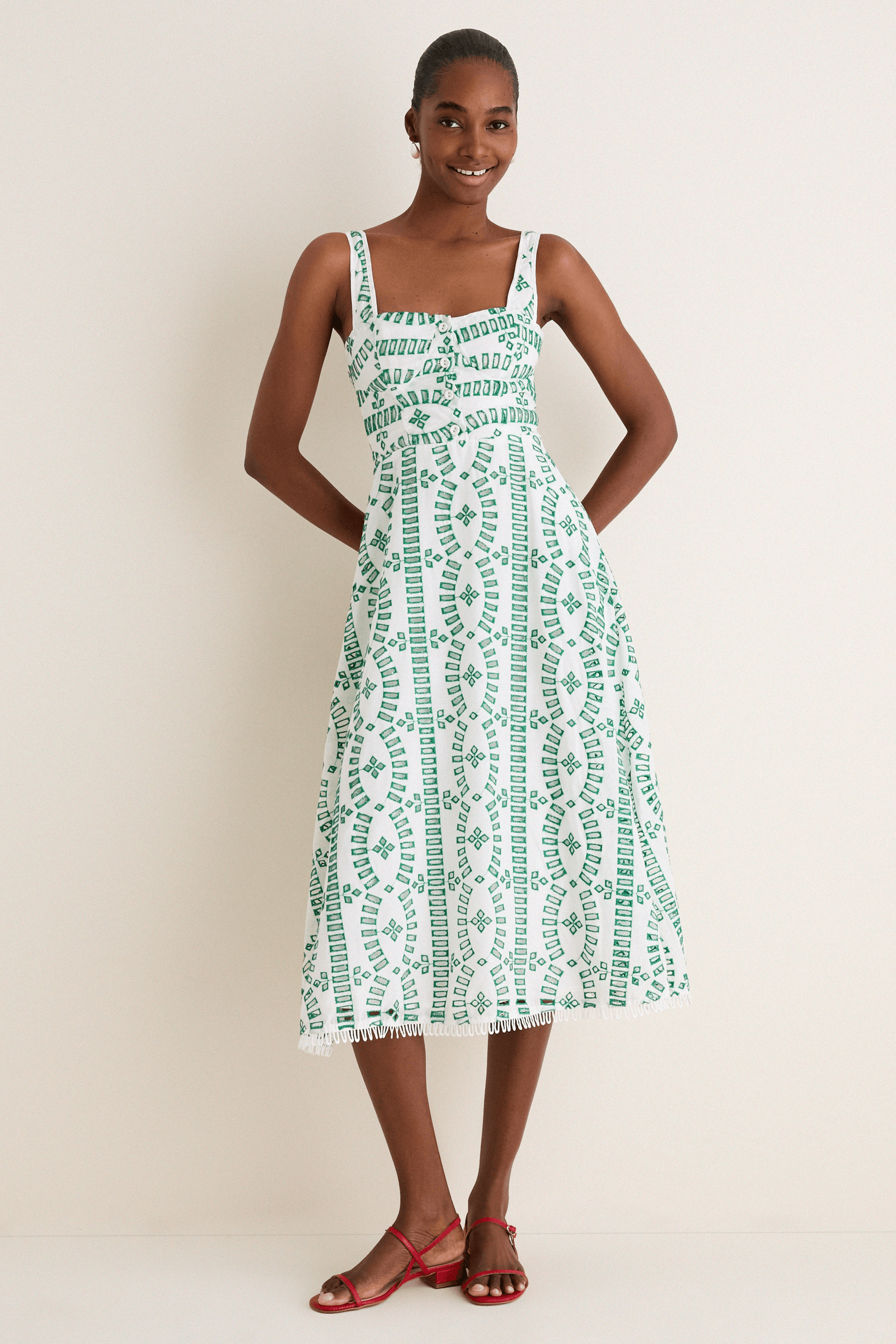 Embroidered Detail Midi Dress - Image 1