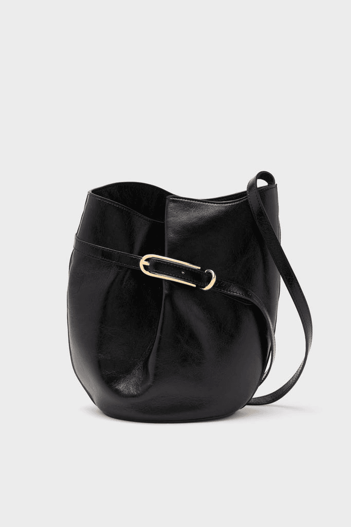 Glossy Belted Bucket Bag - Image 1