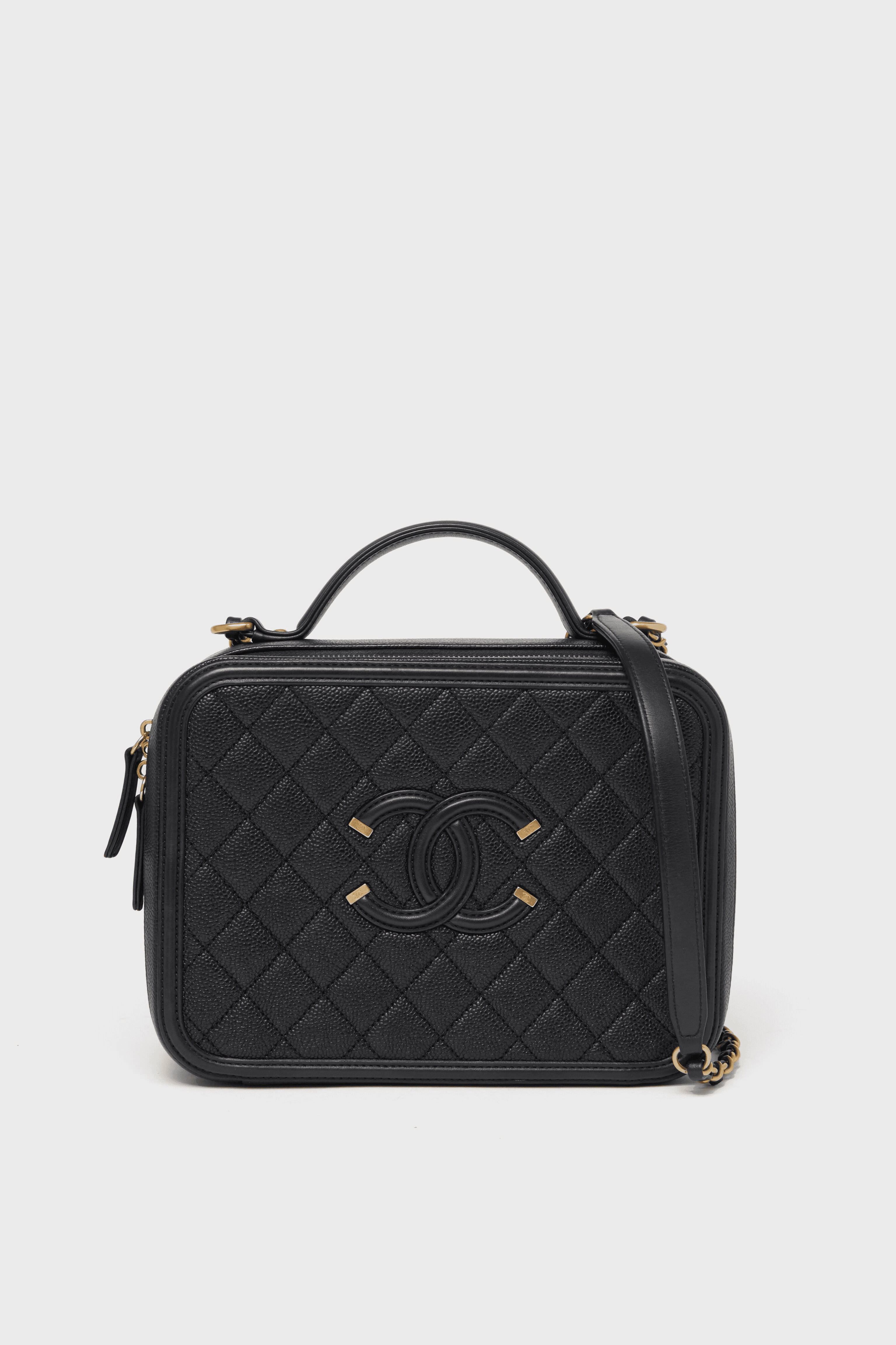 CHANEL Black Large Filigree Quilted Vanity Case - Image 1
