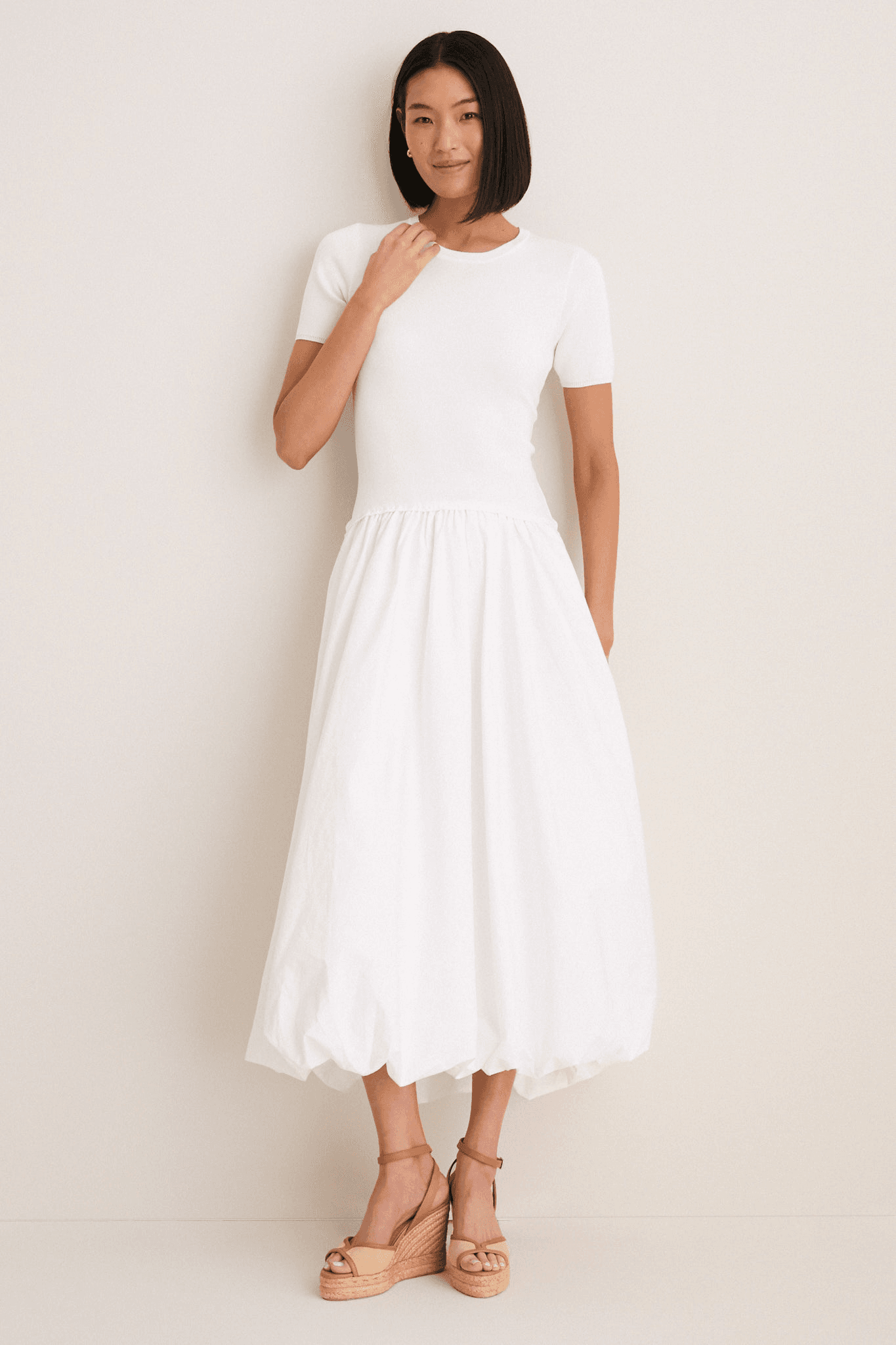 Bubble Skirt Midi Dress - Image 1