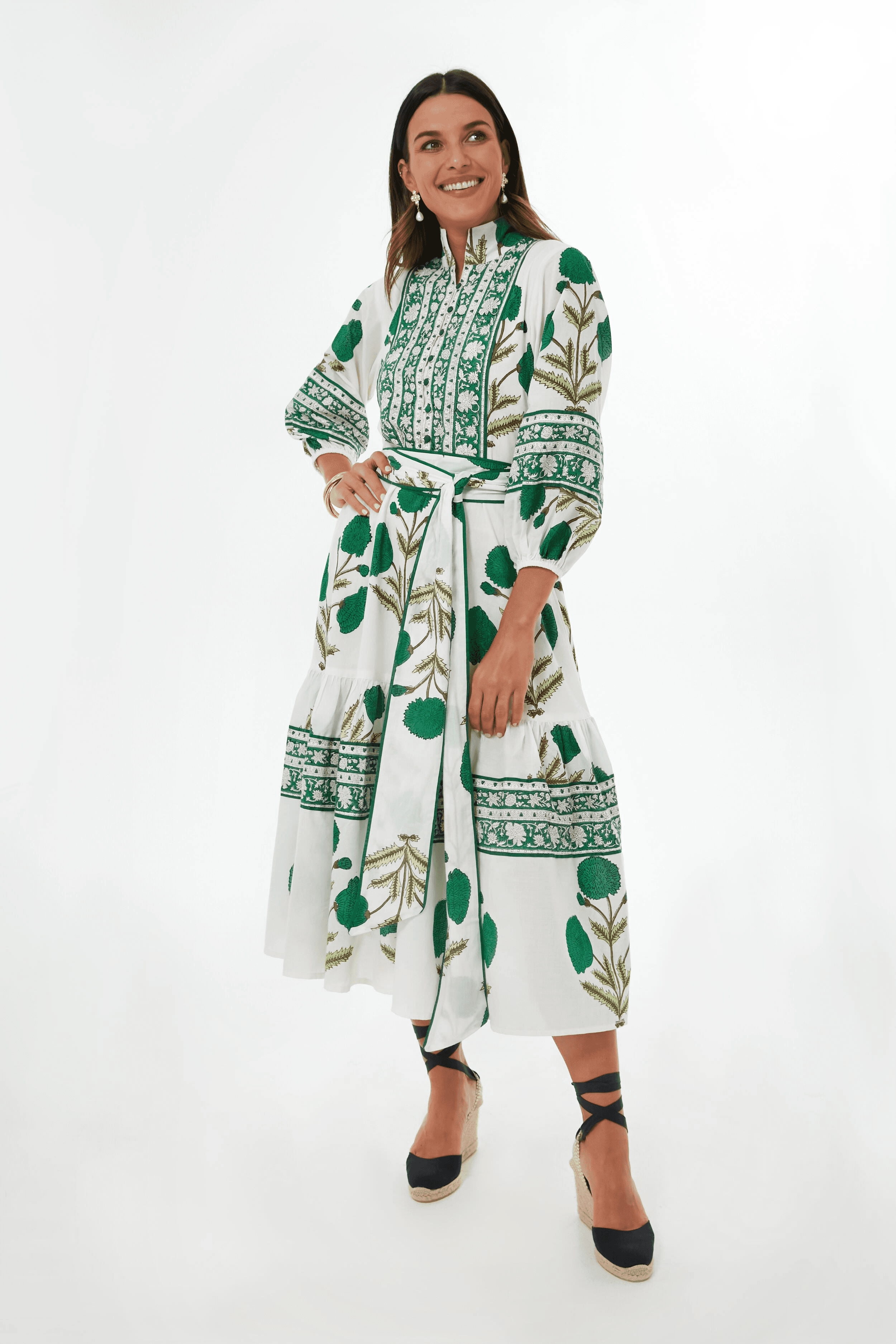 Exclusive Emerald Marigold Flounce Dress - Image 1