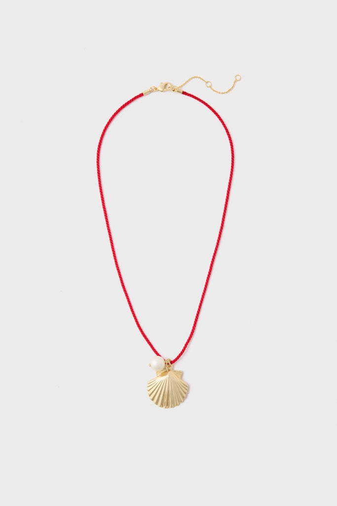 Red Cord Seashell Charm Ariel Necklace - Image 1