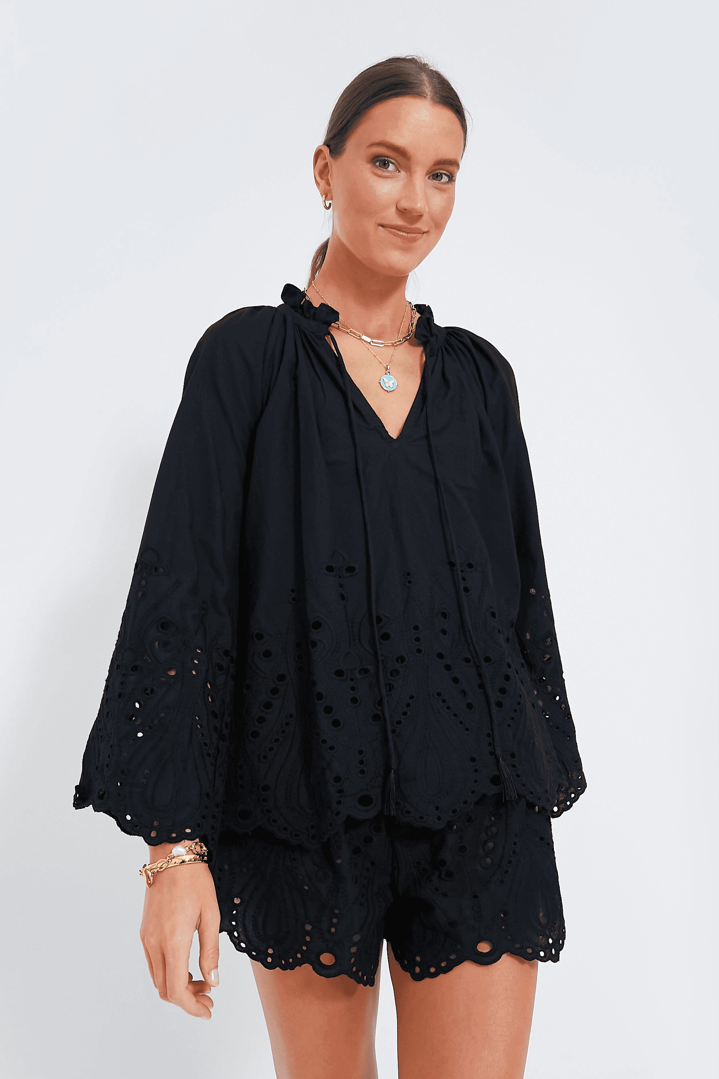 Border Embroidered Nero Penny Blouse - Image 1
