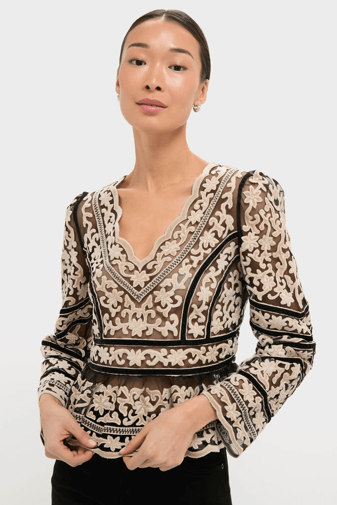 Bea Embroidery Long Sleeve Top - Image 1