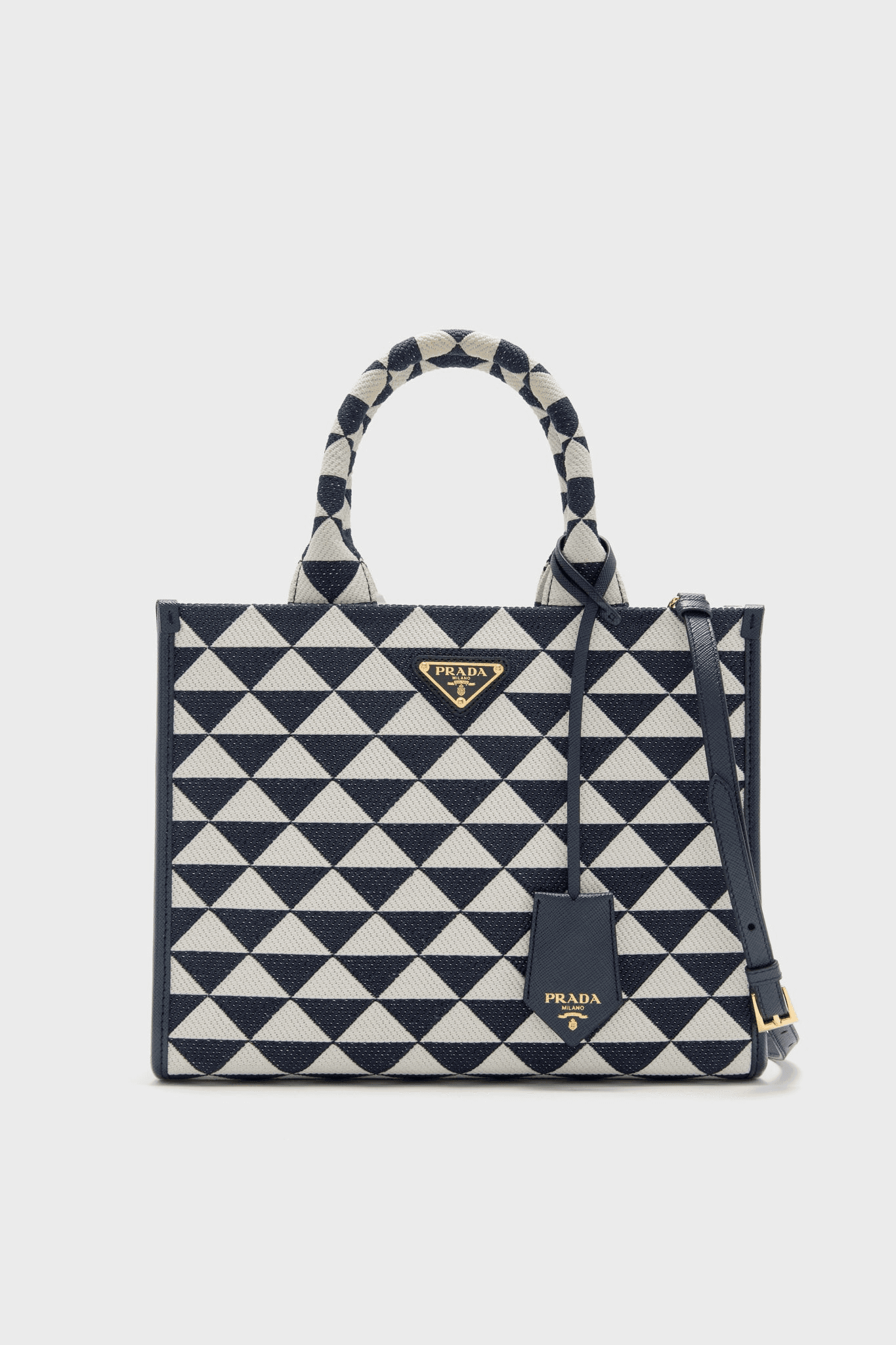 PRADA Navy White Strike Canvas Tote - Image 1