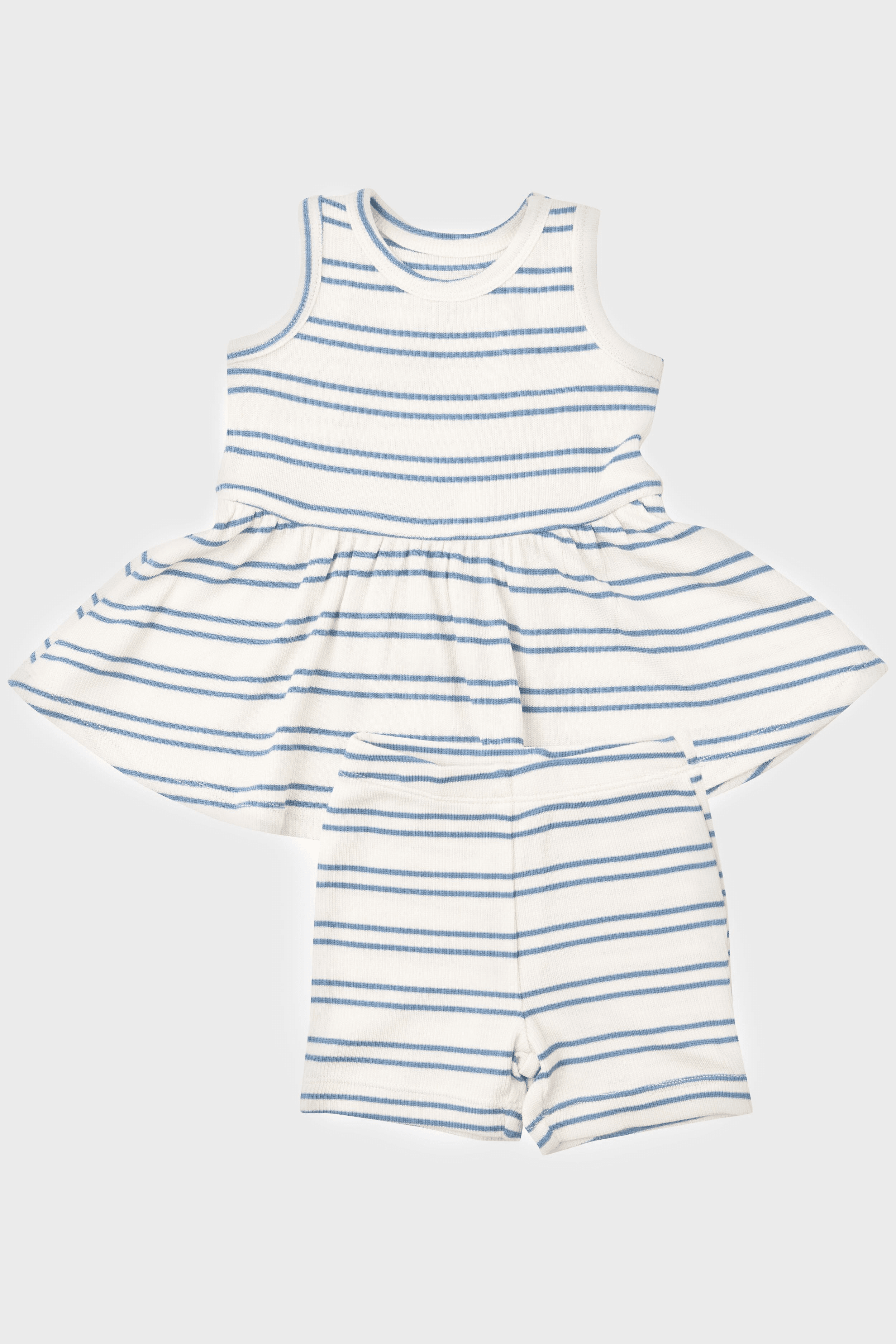 Rib Peplum Tank Top and Biker Shorts - Image 1