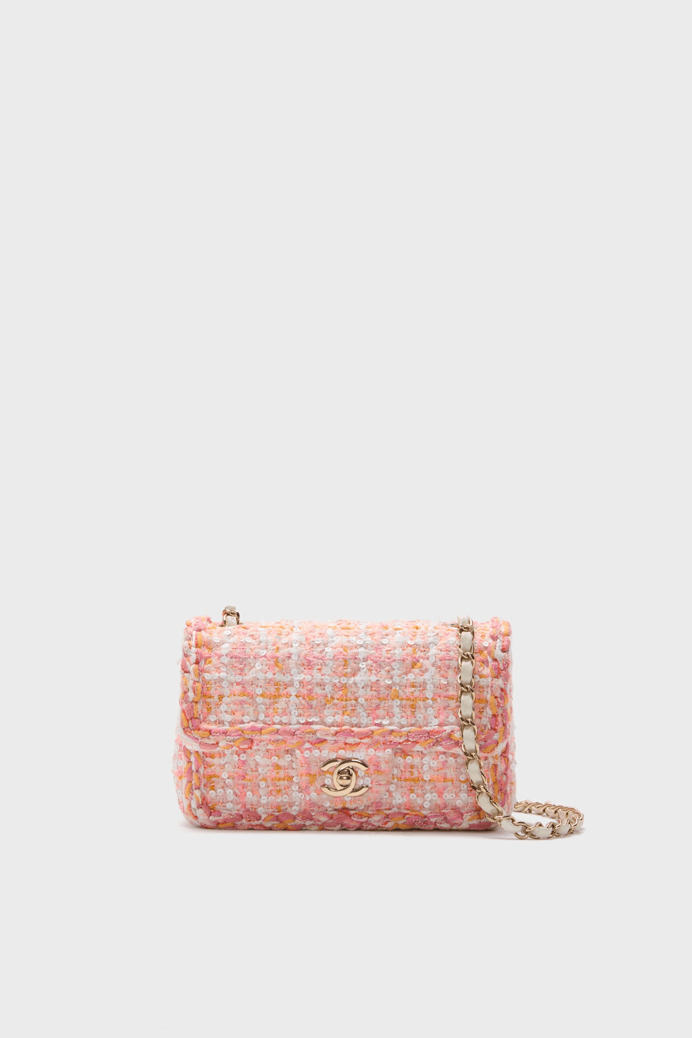 CHANEL Pink Tweed Classic Rectangular Flap Bag - Image 1