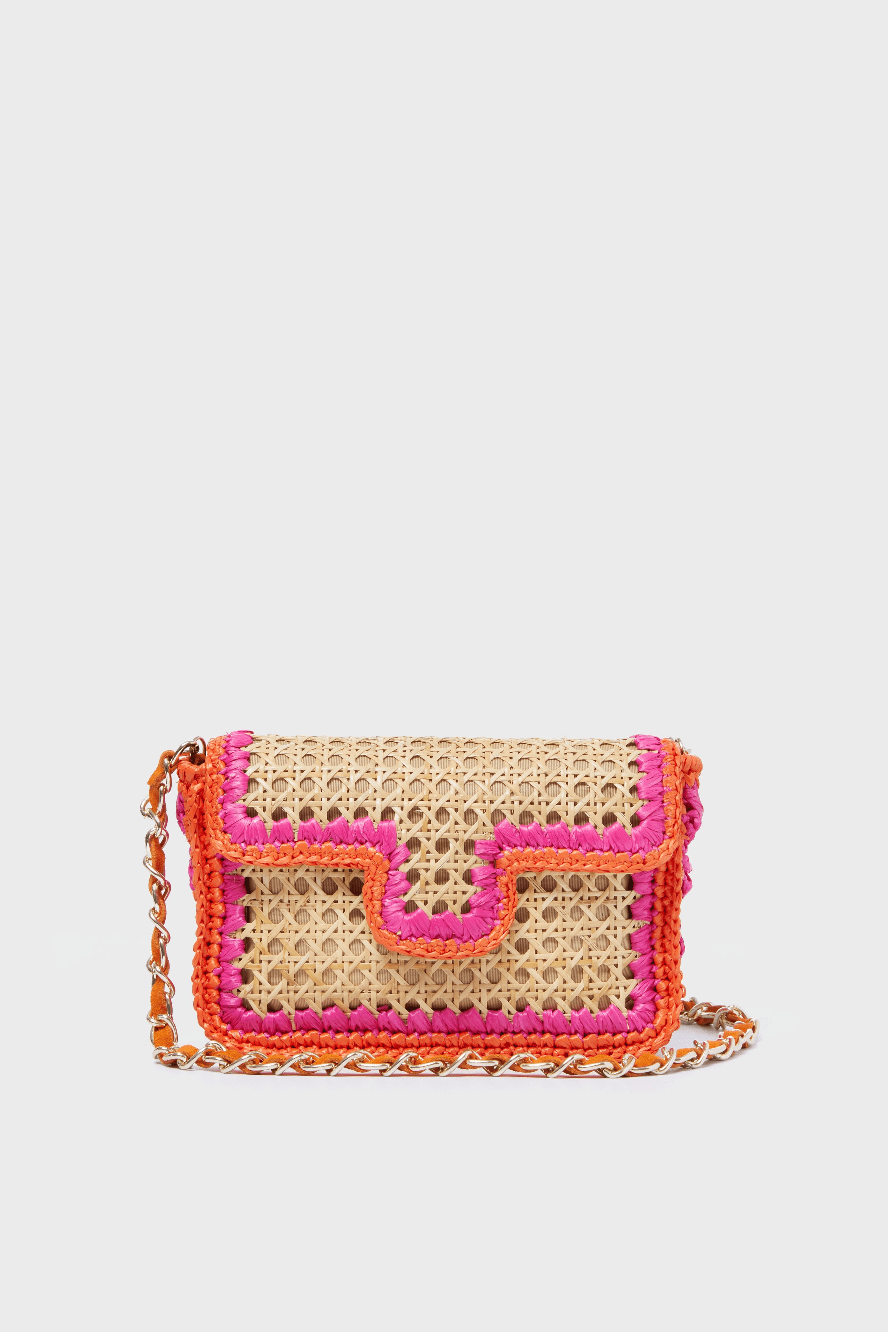 Natural and Pink Woven Crossbody - Image 1