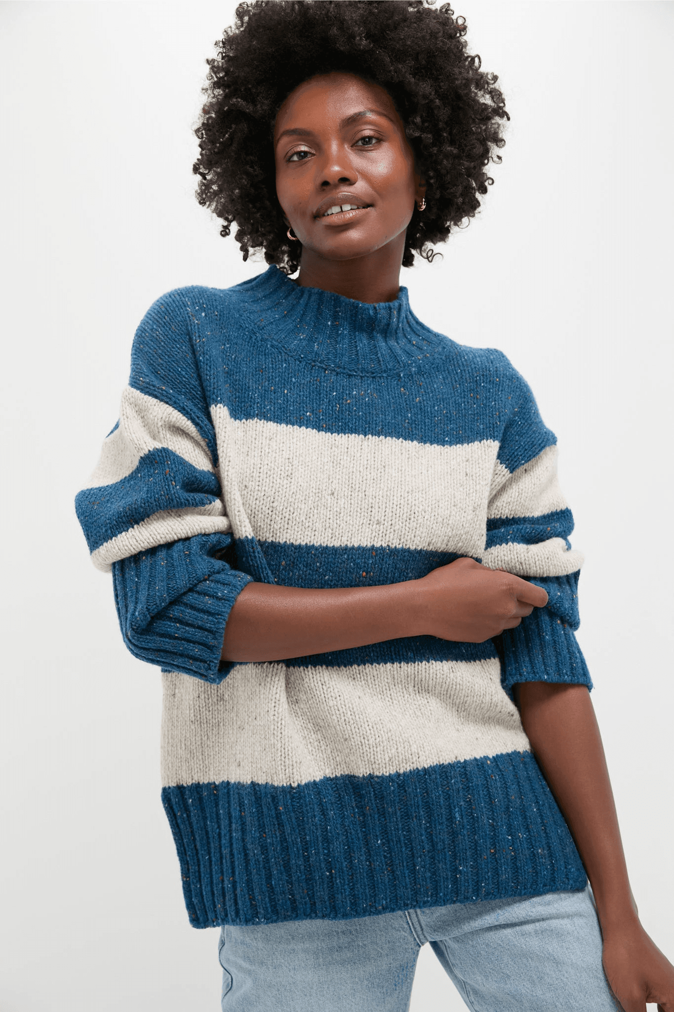 Arna Striped Funnel Neck Sweater - Image 1