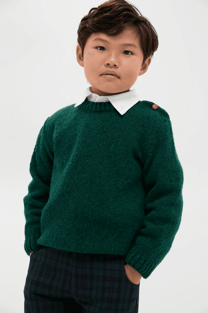 Forest Green Bromo Merino Boy Jumper - Image 1