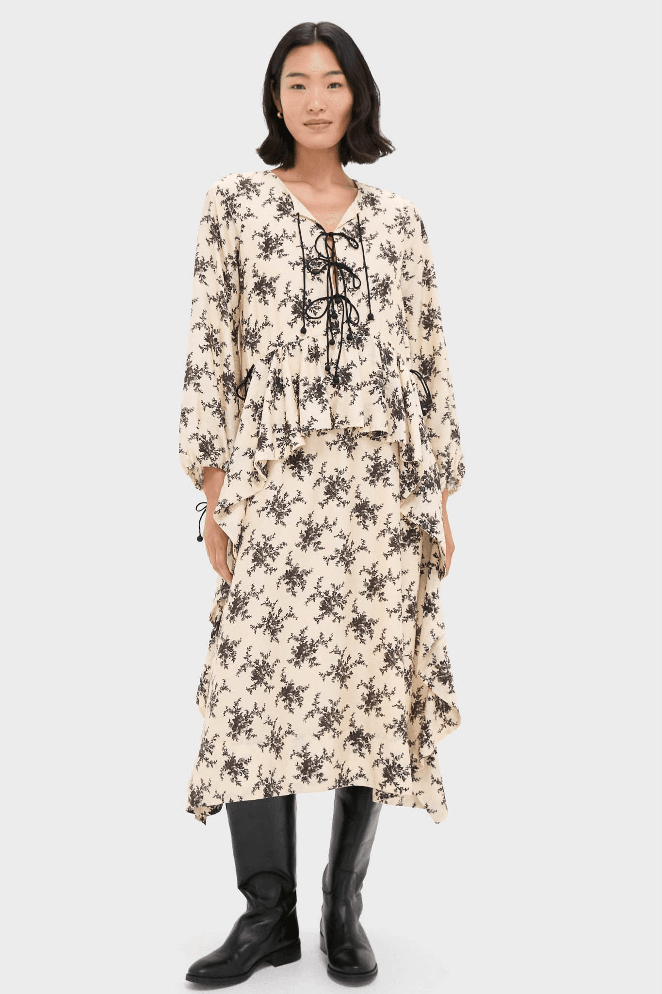 Joan Print Tie Front Midi Dress - Image 1