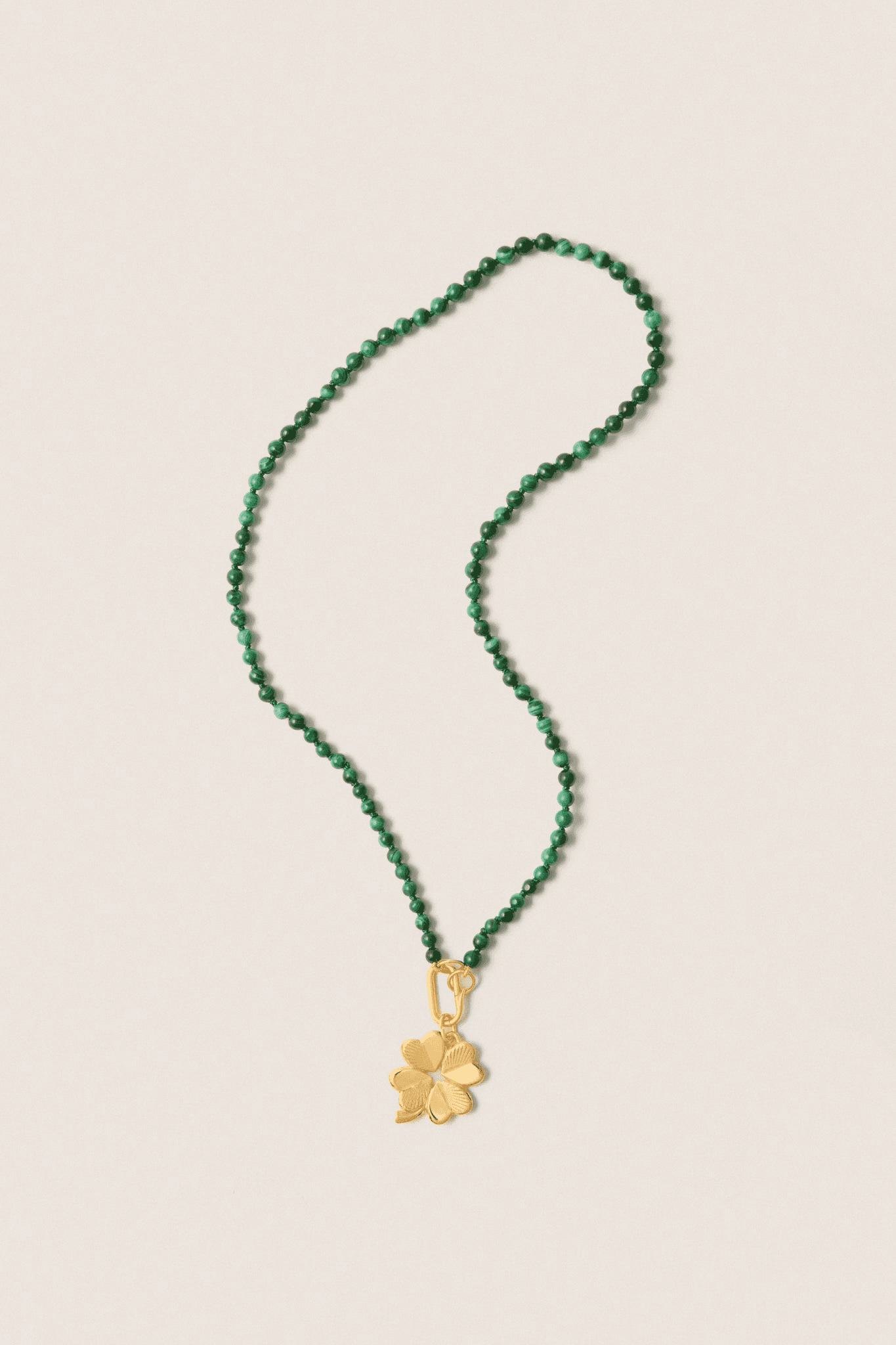 Knotted Gemstone Strand with Small Luck and Love Clover - Image 1