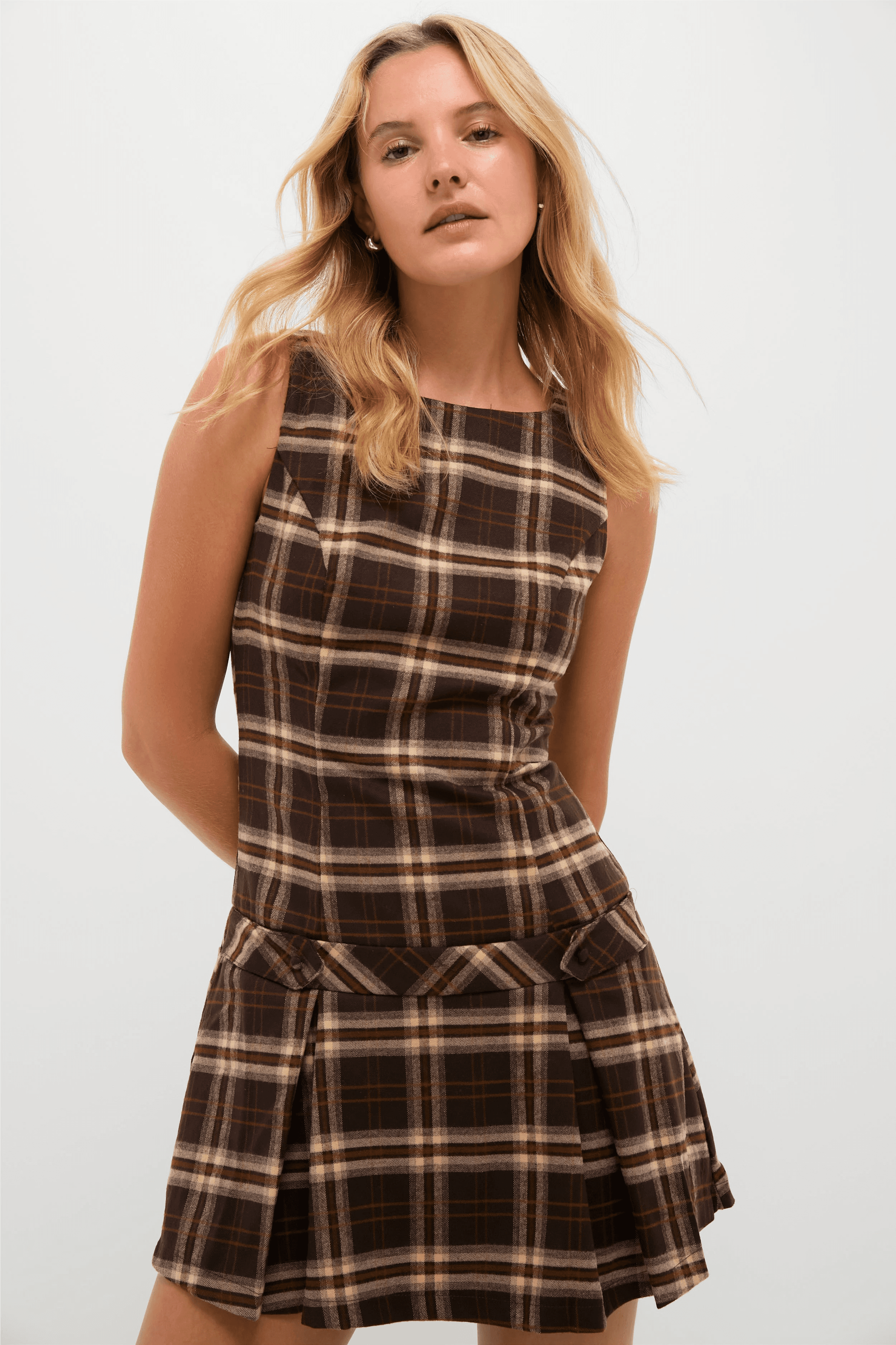 Plaid Pleated Mini Dress - Image 1