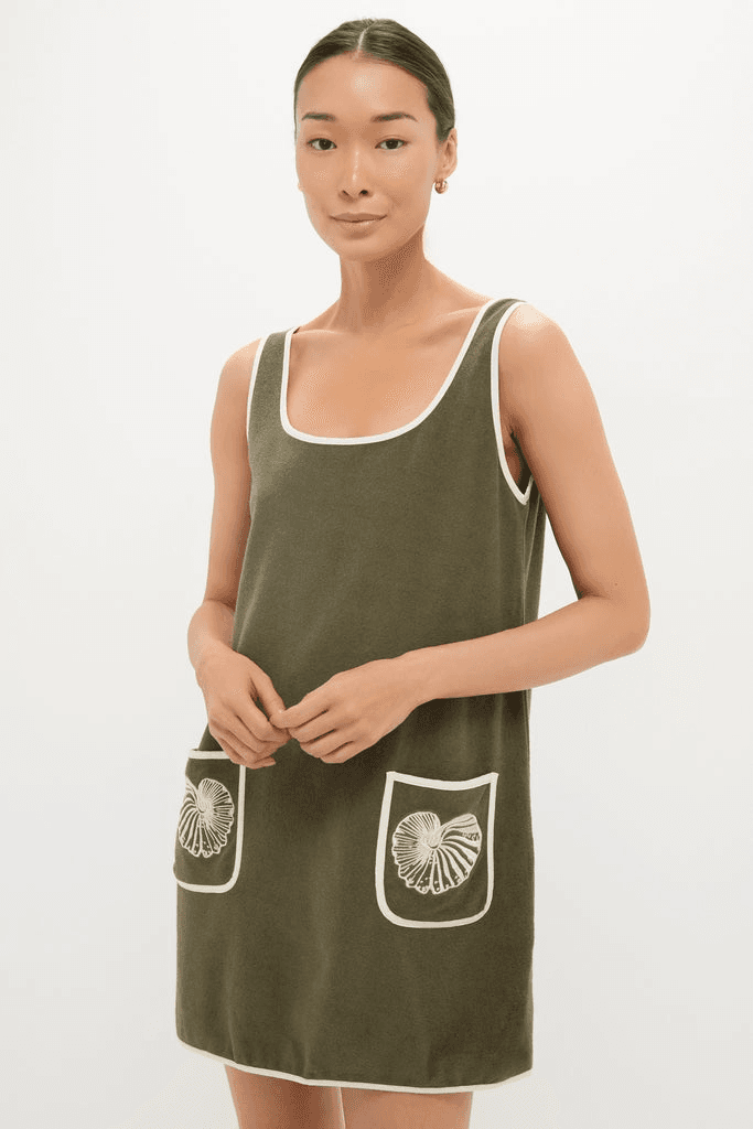 Embroidered Mini Terrycloth Dress Coverup - Image 1