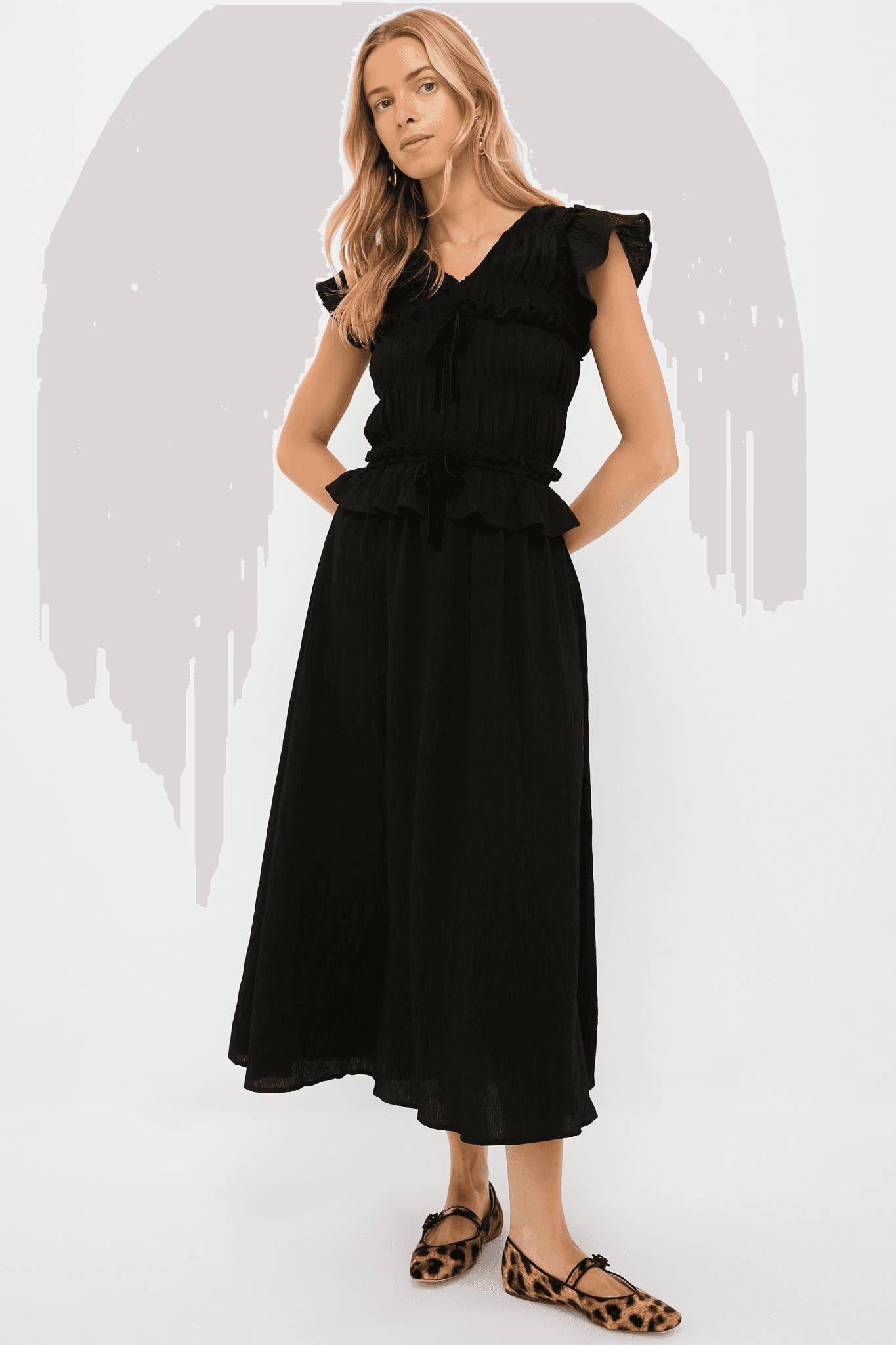 Flutter Sleeve Midi Dress - Image 1