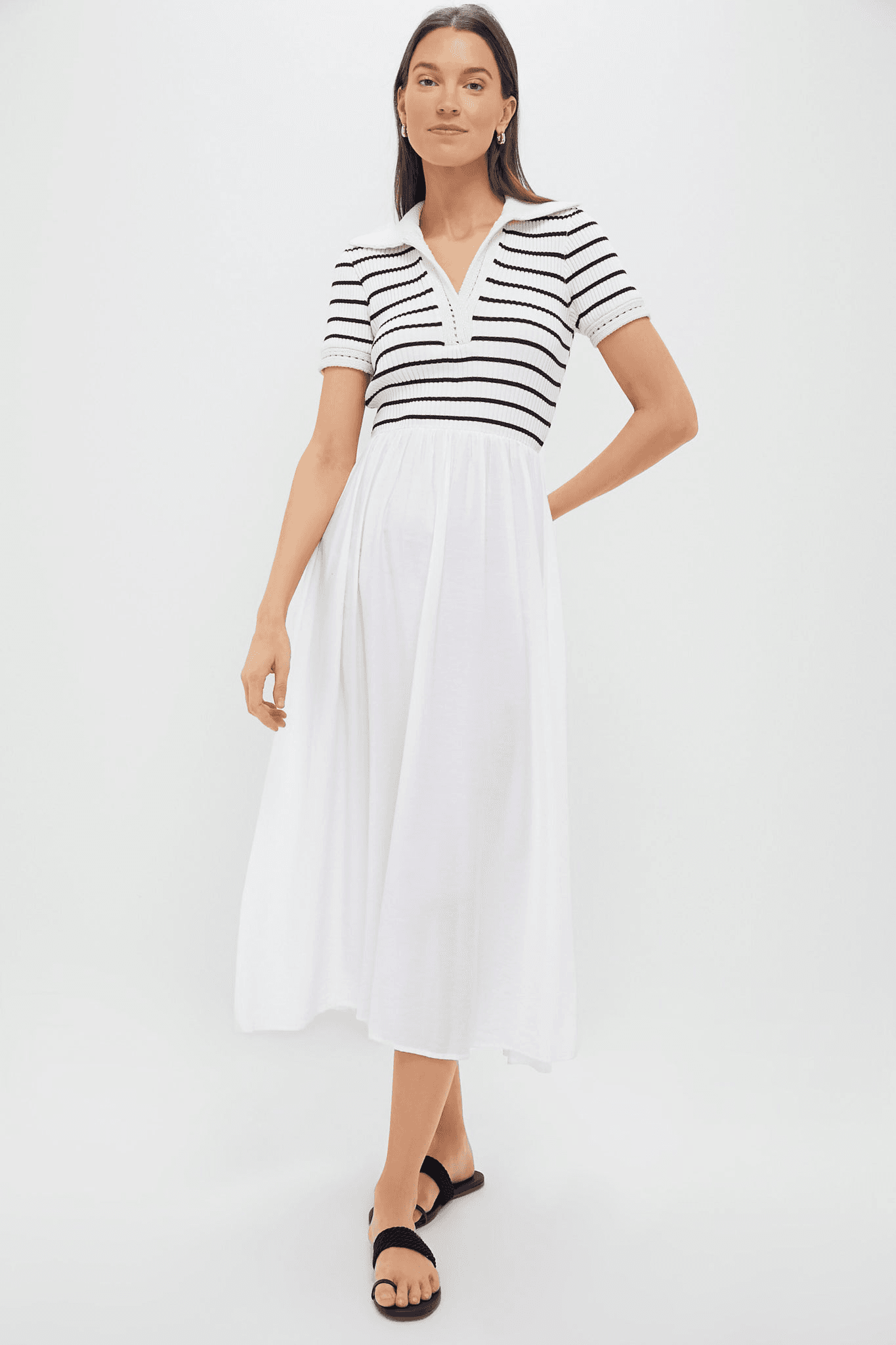 Striped Polo Midi Dress - Image 1