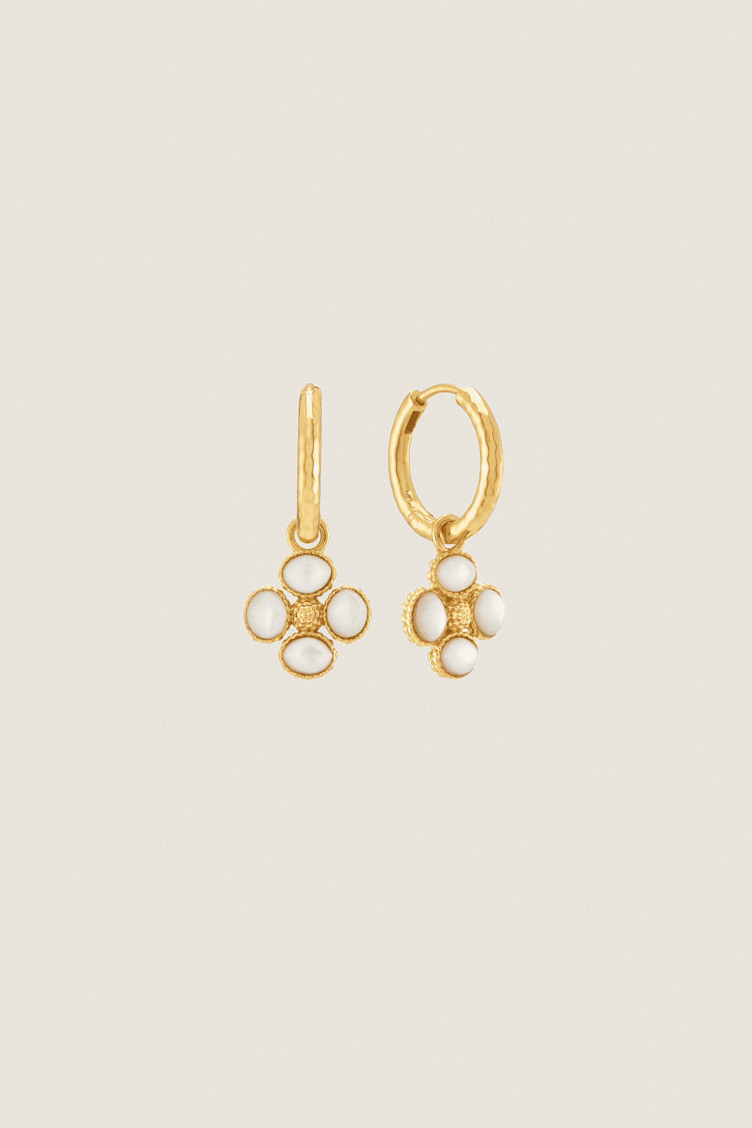 Mother of Pearl Berry Clover Hoop Earrings - Image 1