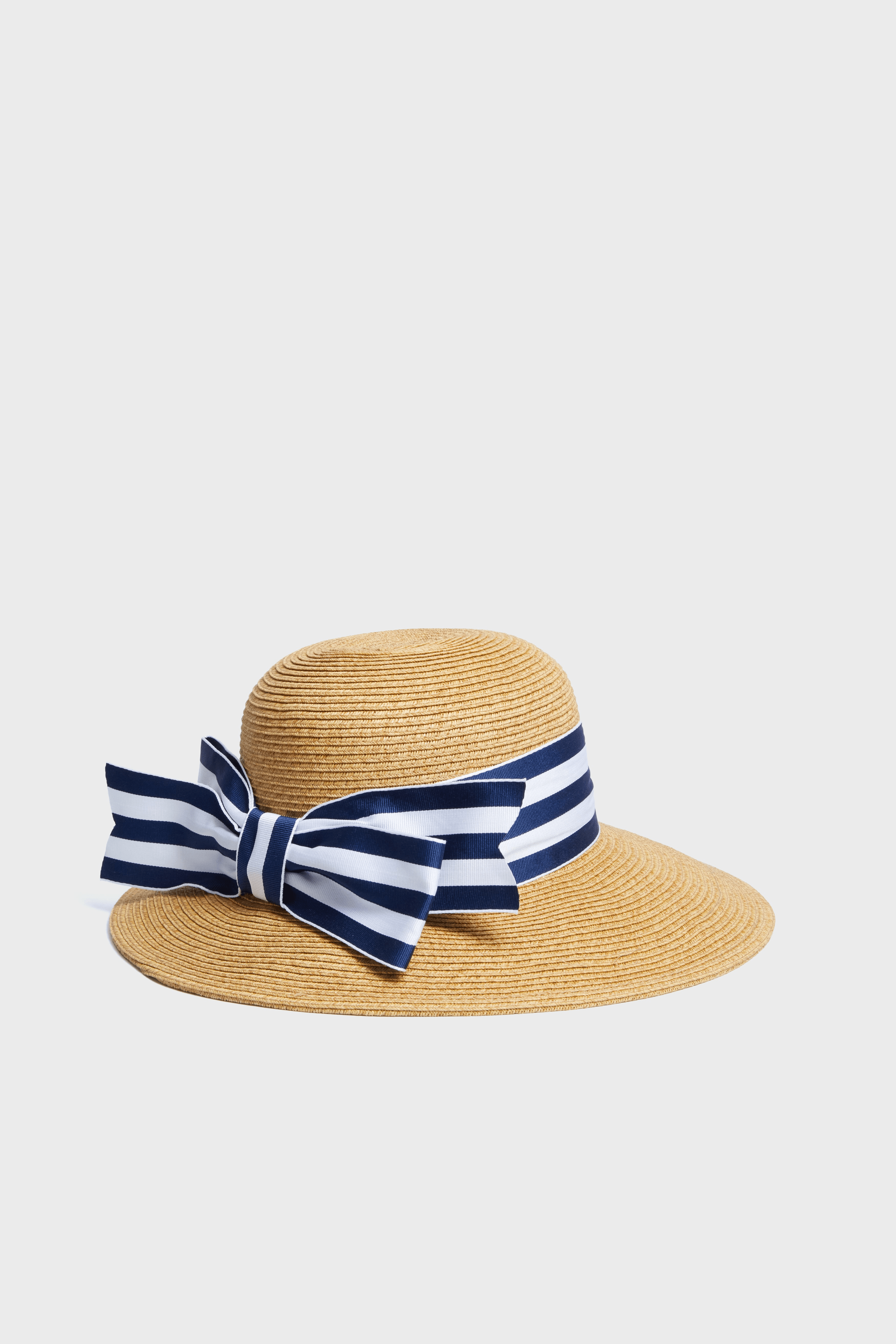 Exclusive Striped Packable Wide Bow Sunhat - Image 1