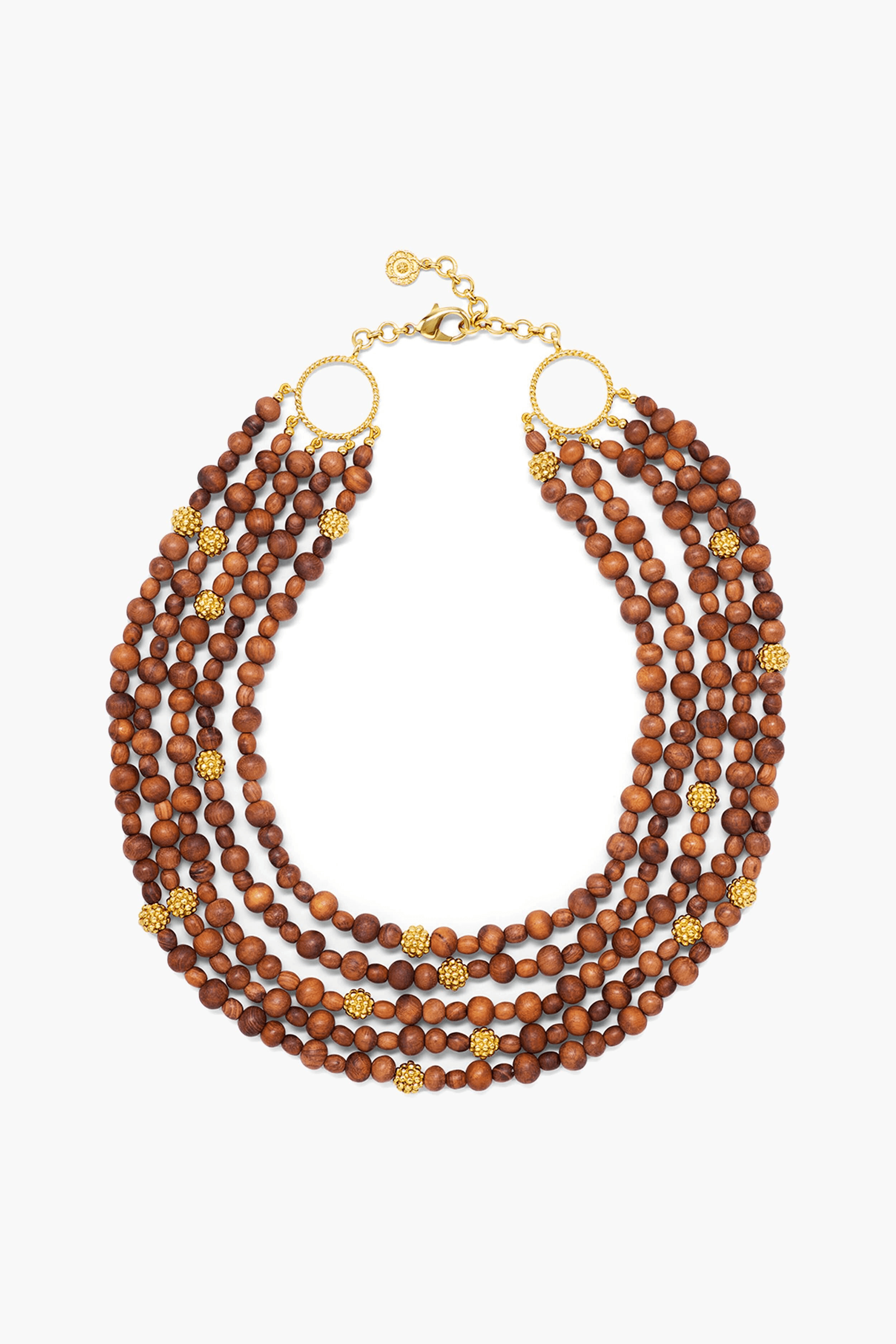 Earth Goddess Beads 5-Strand Necklace with Teak - Image 1