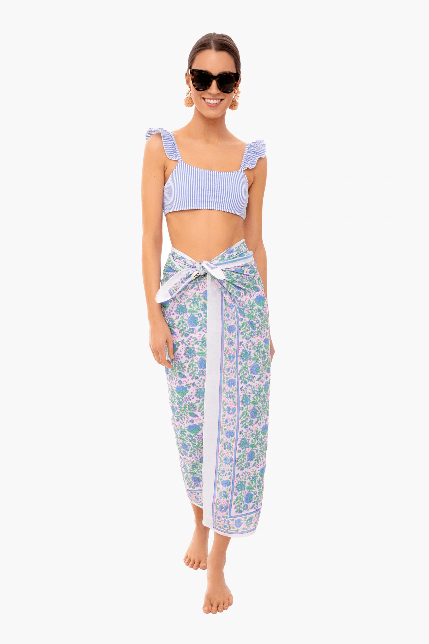 Violet and Stem Green Padra Sarong - Image 1