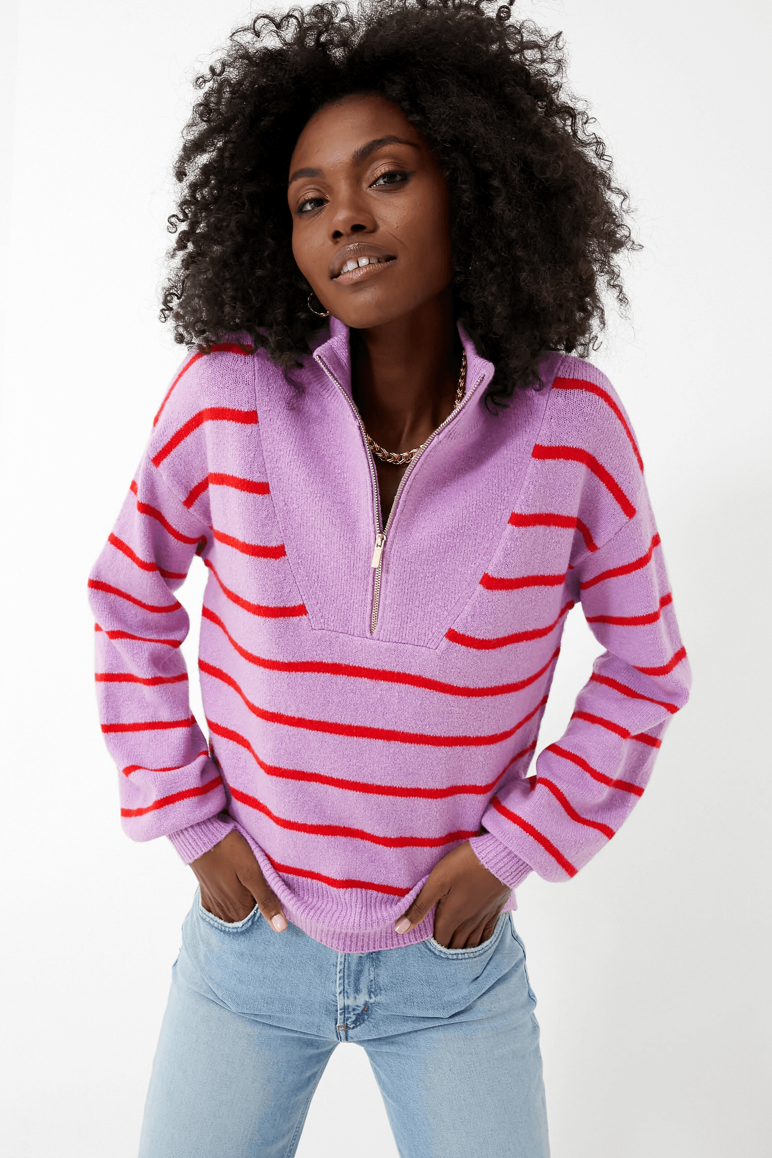 Striped Quarter Zip - Image 1