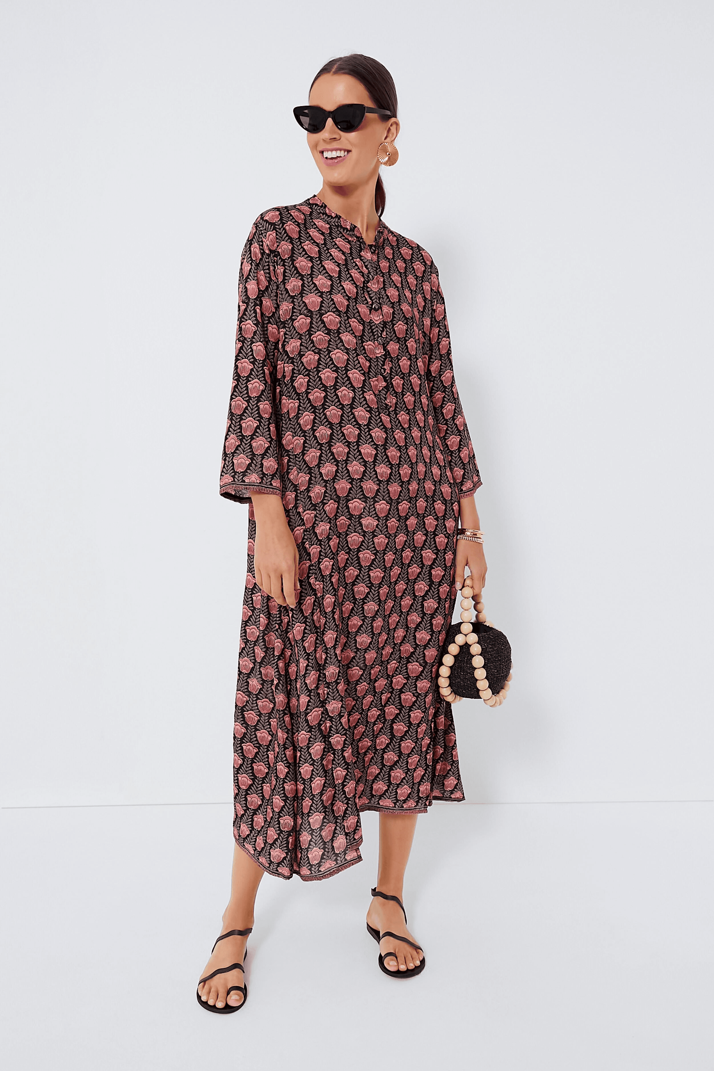 Black Tulip Print Kamari Block Isobel Dress - Image 1