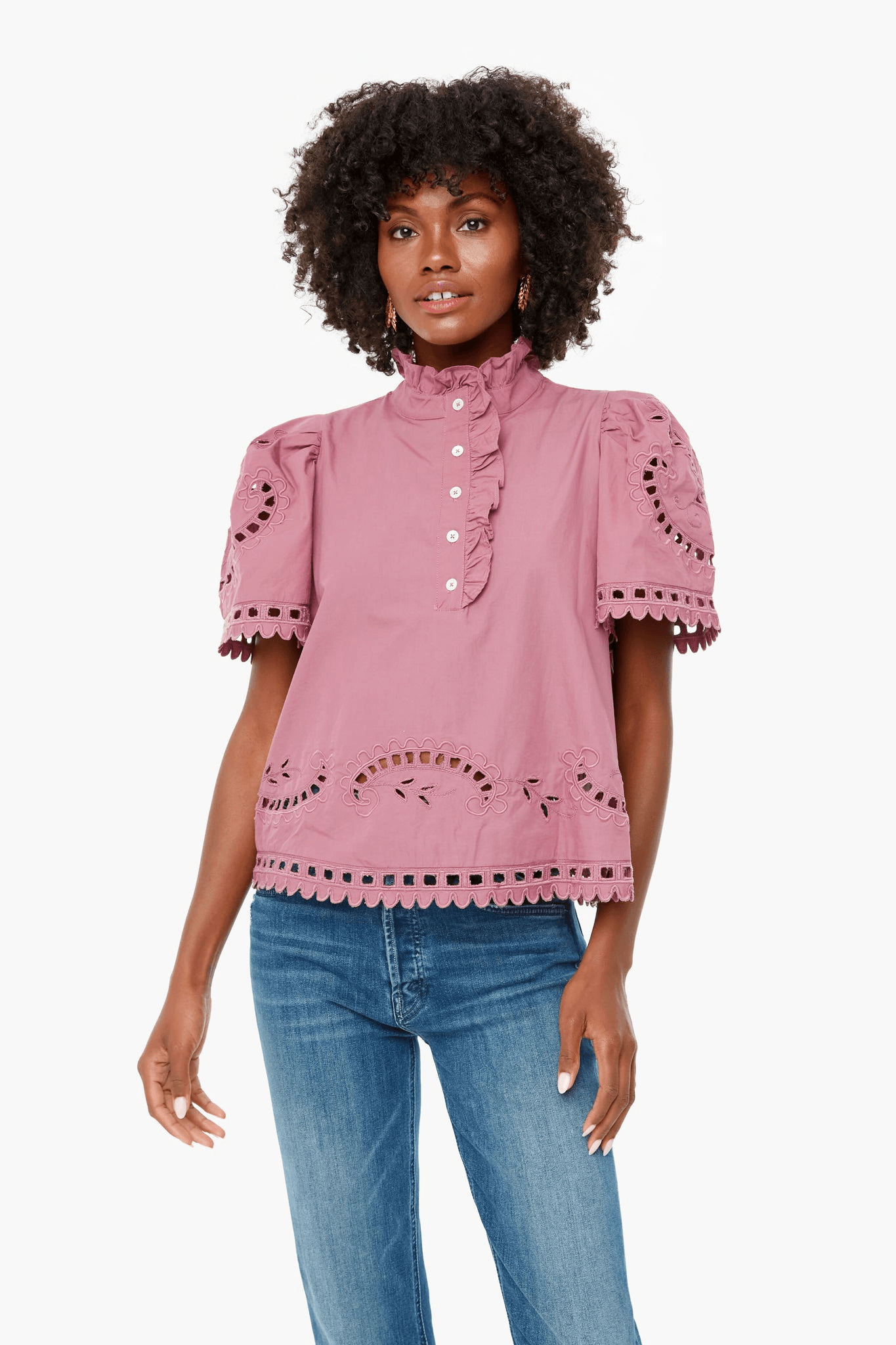 Orchid Santos Eyelet Short Sleeve Top - Image 1