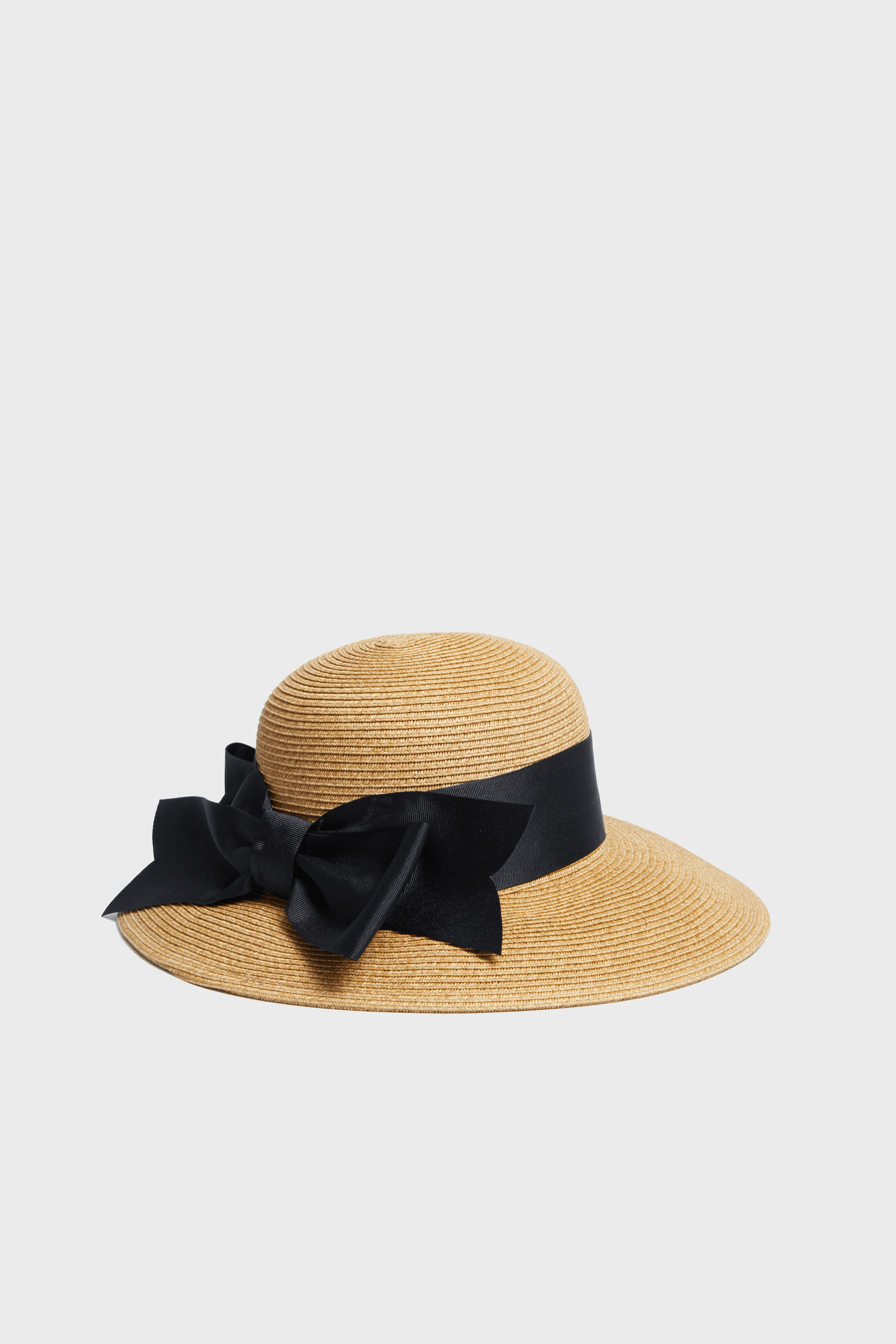Exclusive Black Packable Wide Bow Sunhat - Image 1