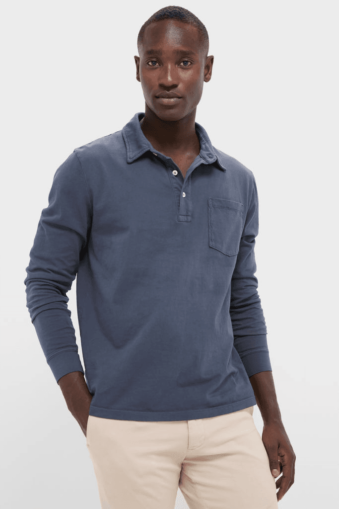 Garment Dyed Long Sleeve Polo - Image 1