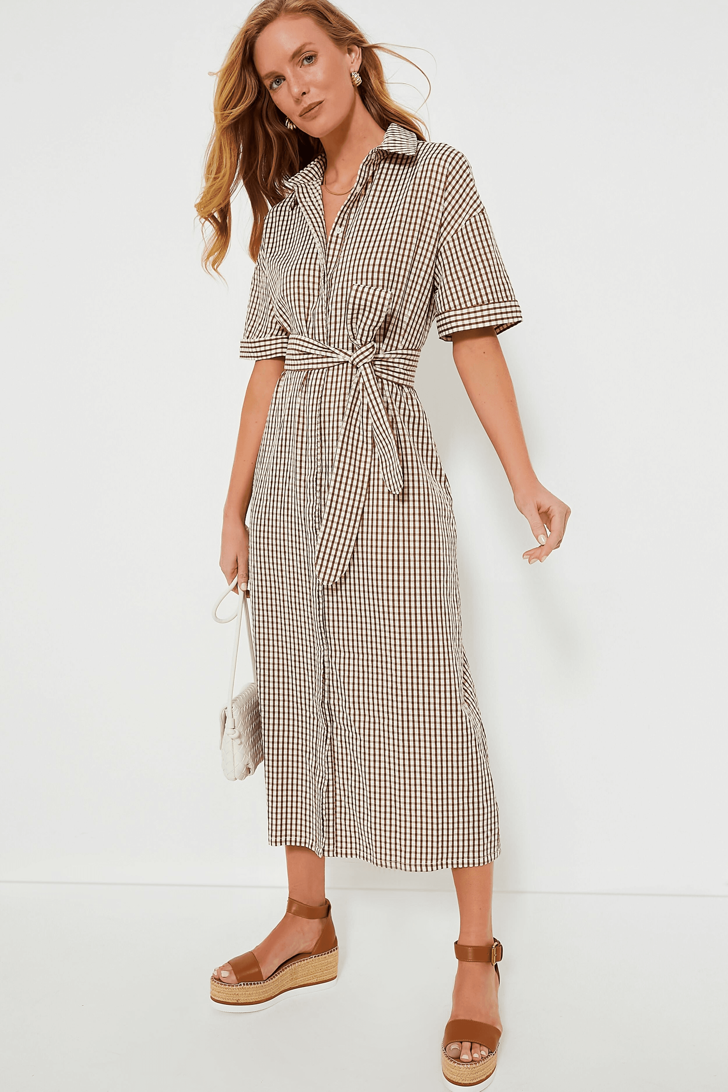 Brown Gingham Seersucker Zacara Dress - Image 1