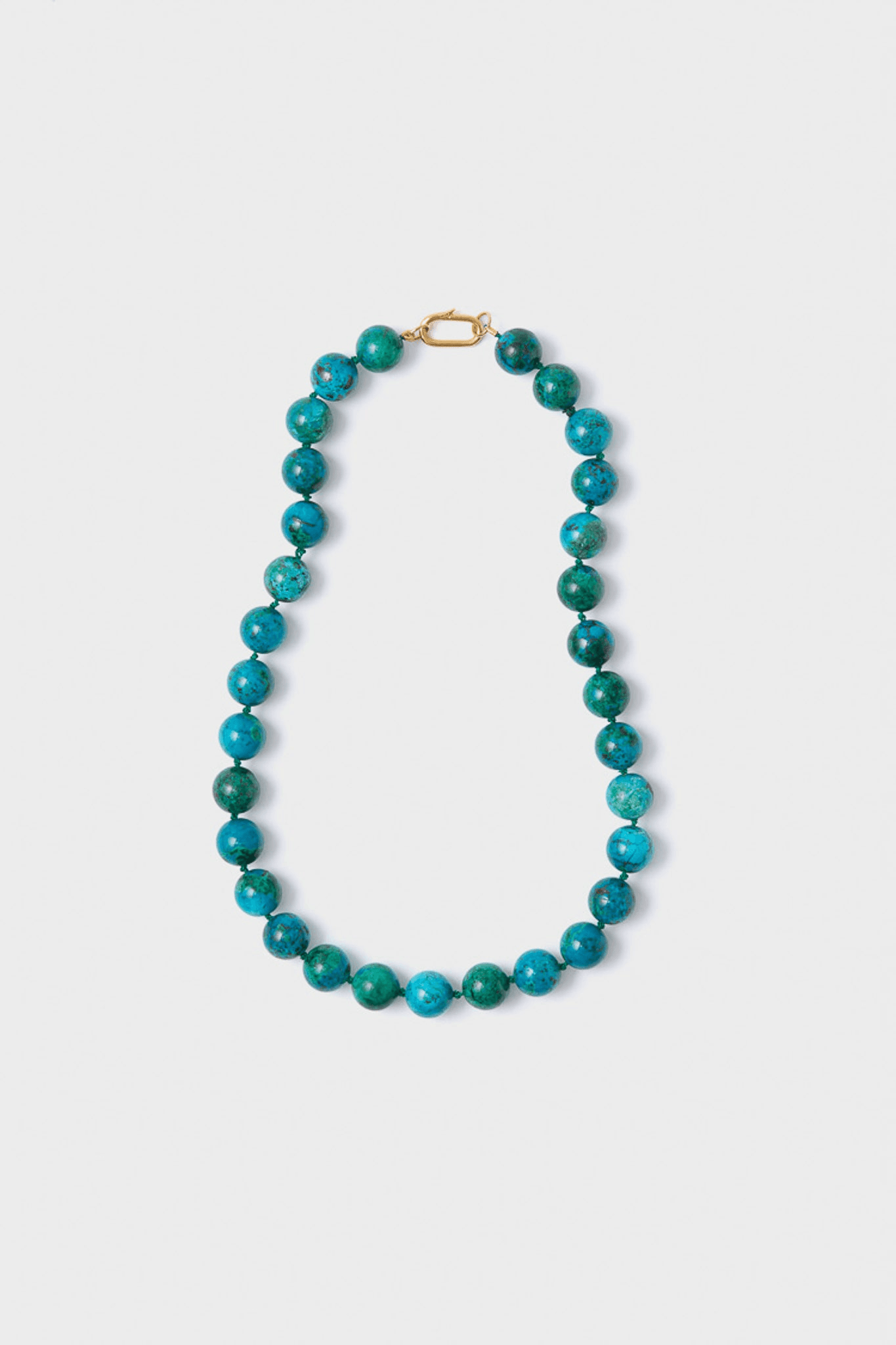Exclusive Jumbo Chrysocolla Knotted Gemstone Necklace - Image 1