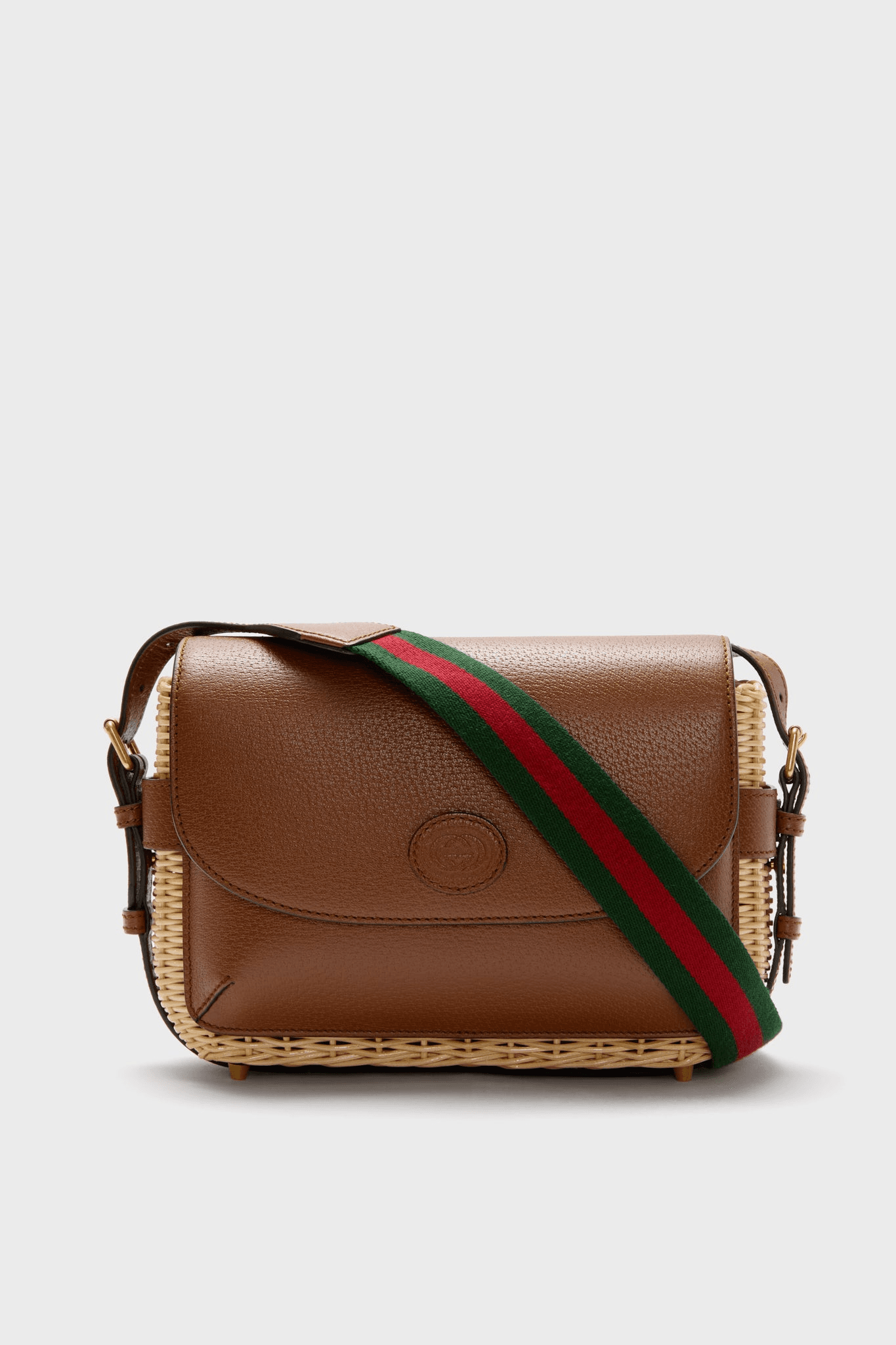 Gucci Wicker and Leather Crossbody Bag - Image 1