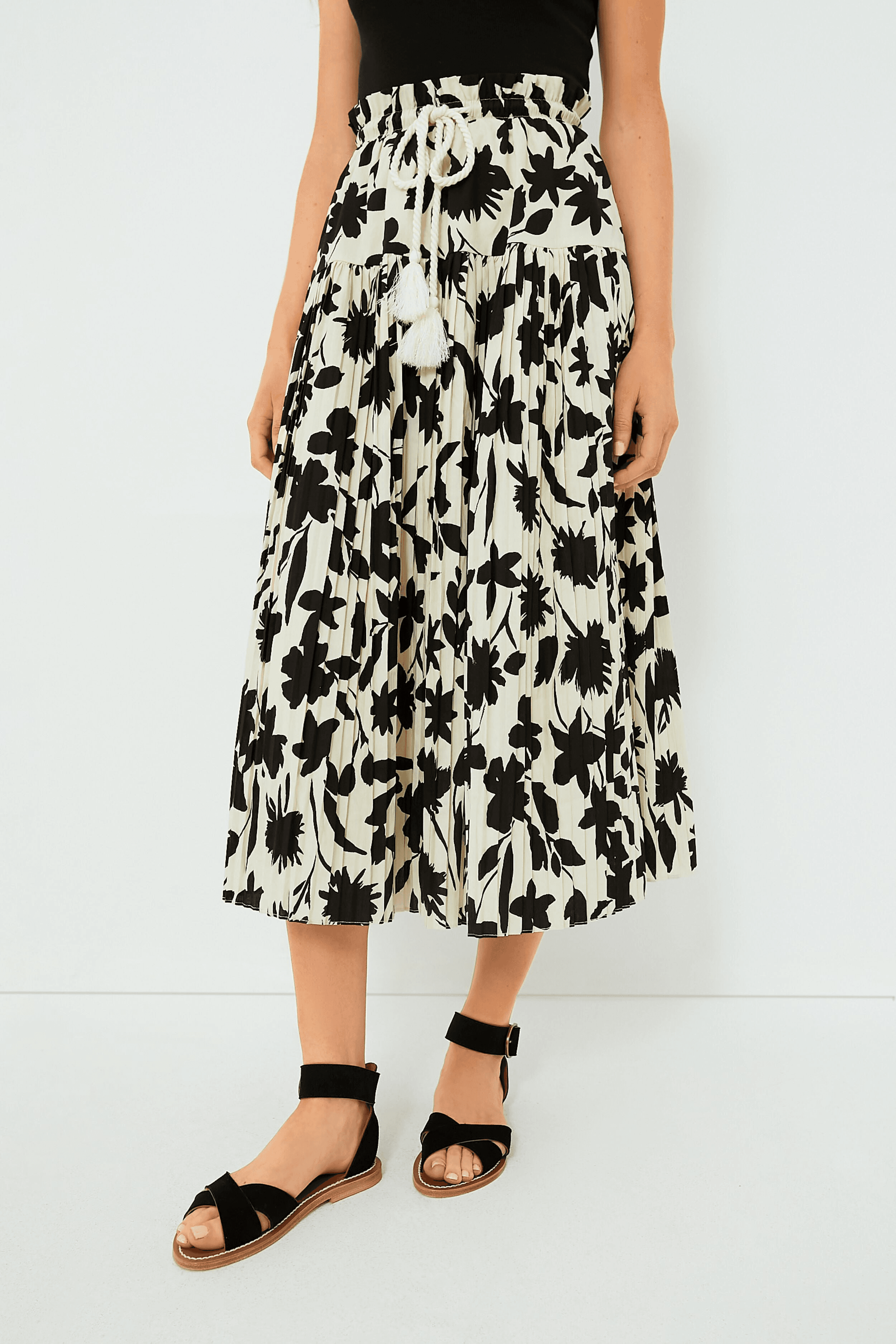 Exclusive Ivory Floral Midi Skirt - Image 1