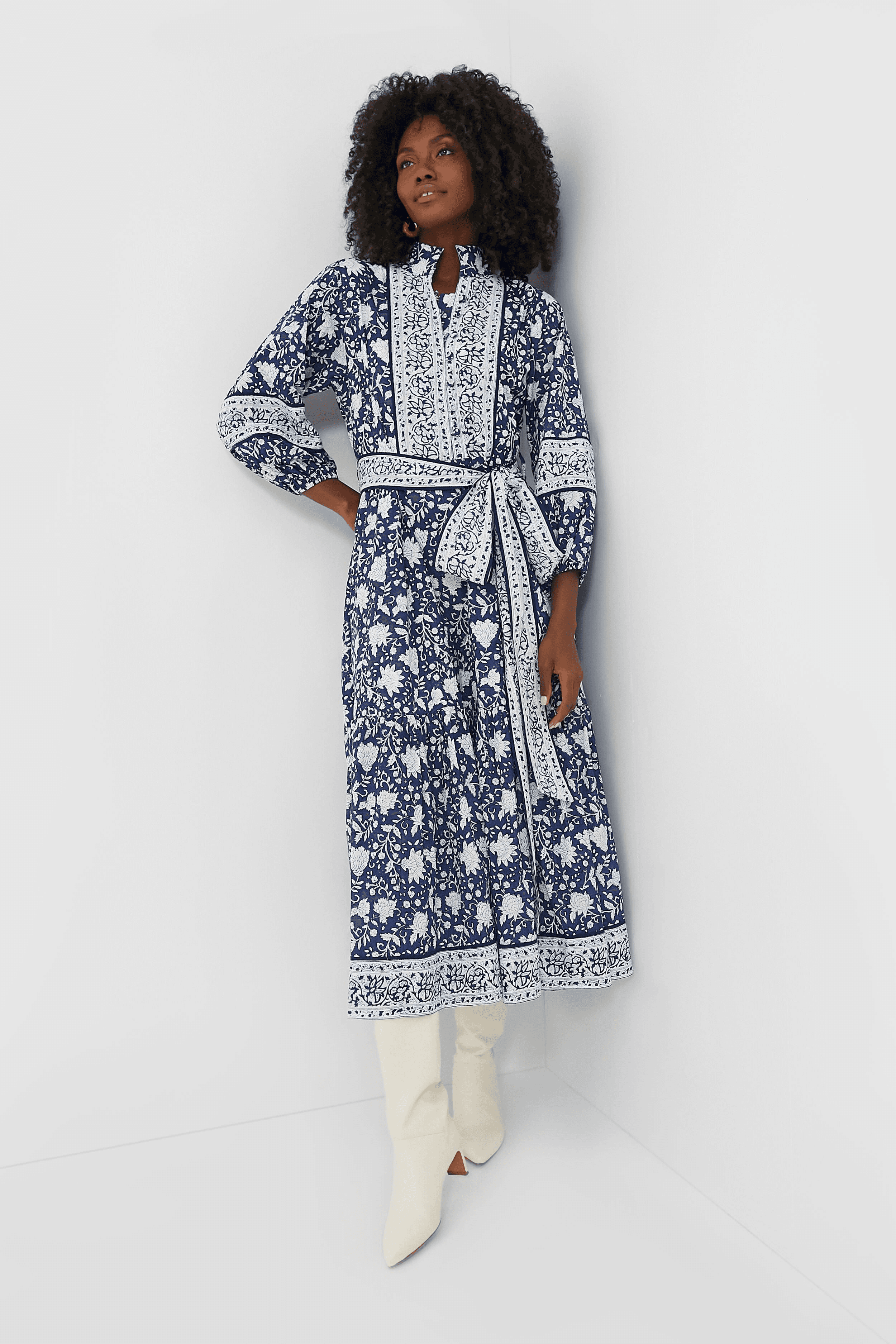 Exclusive Navy Flounce Dress - Image 1