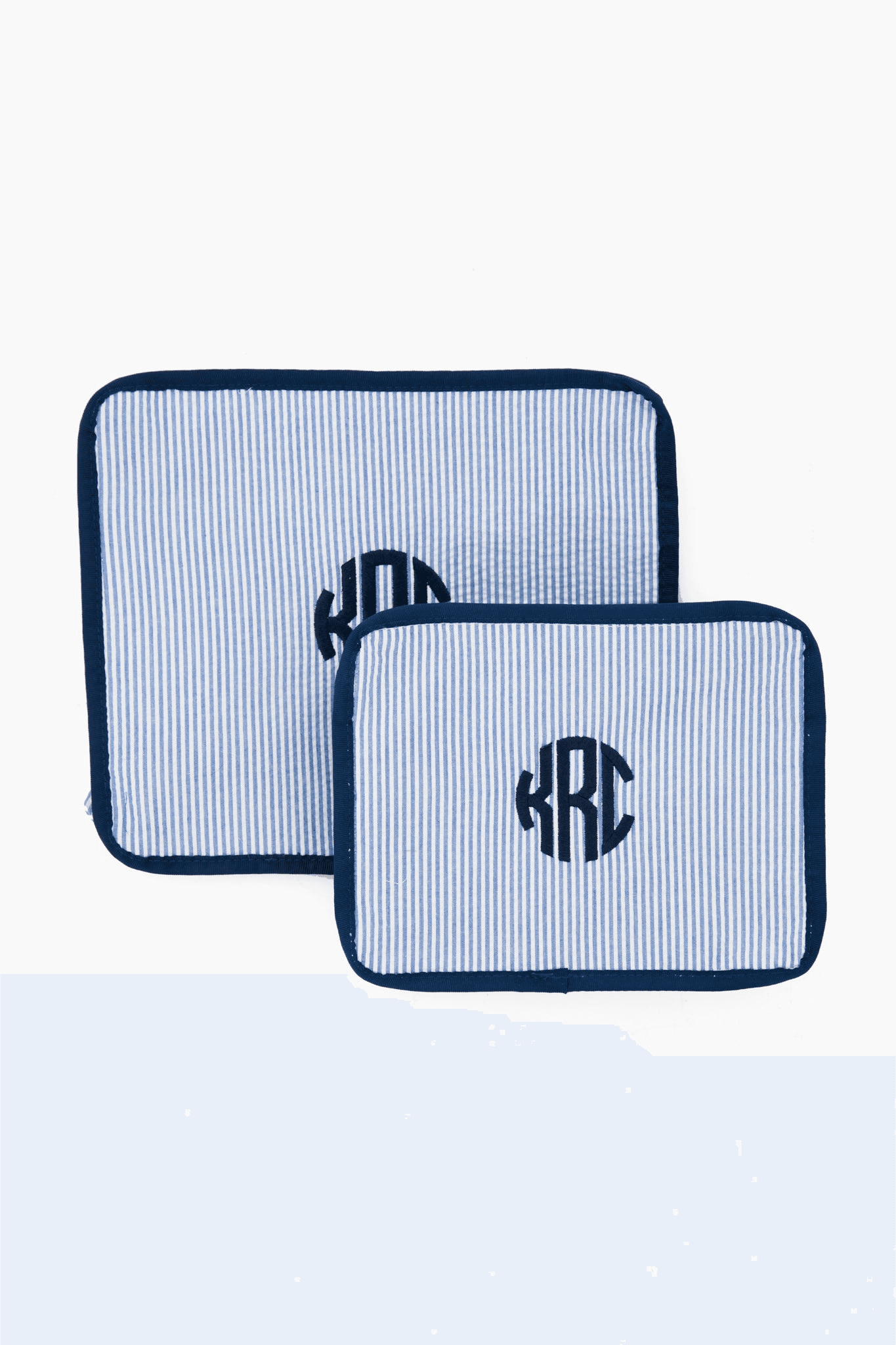 Blue Seersucker Travel Set - Image 1