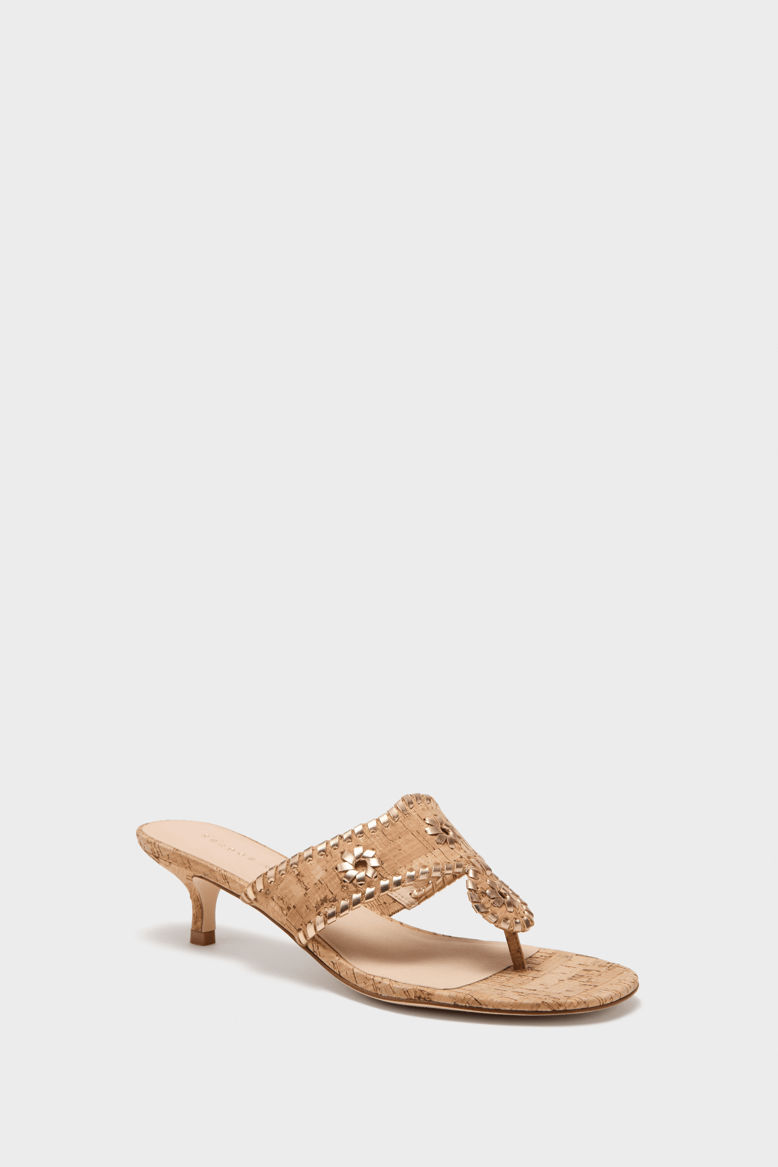 Cork and Gold Jacks Kitten Heels - Image 1
