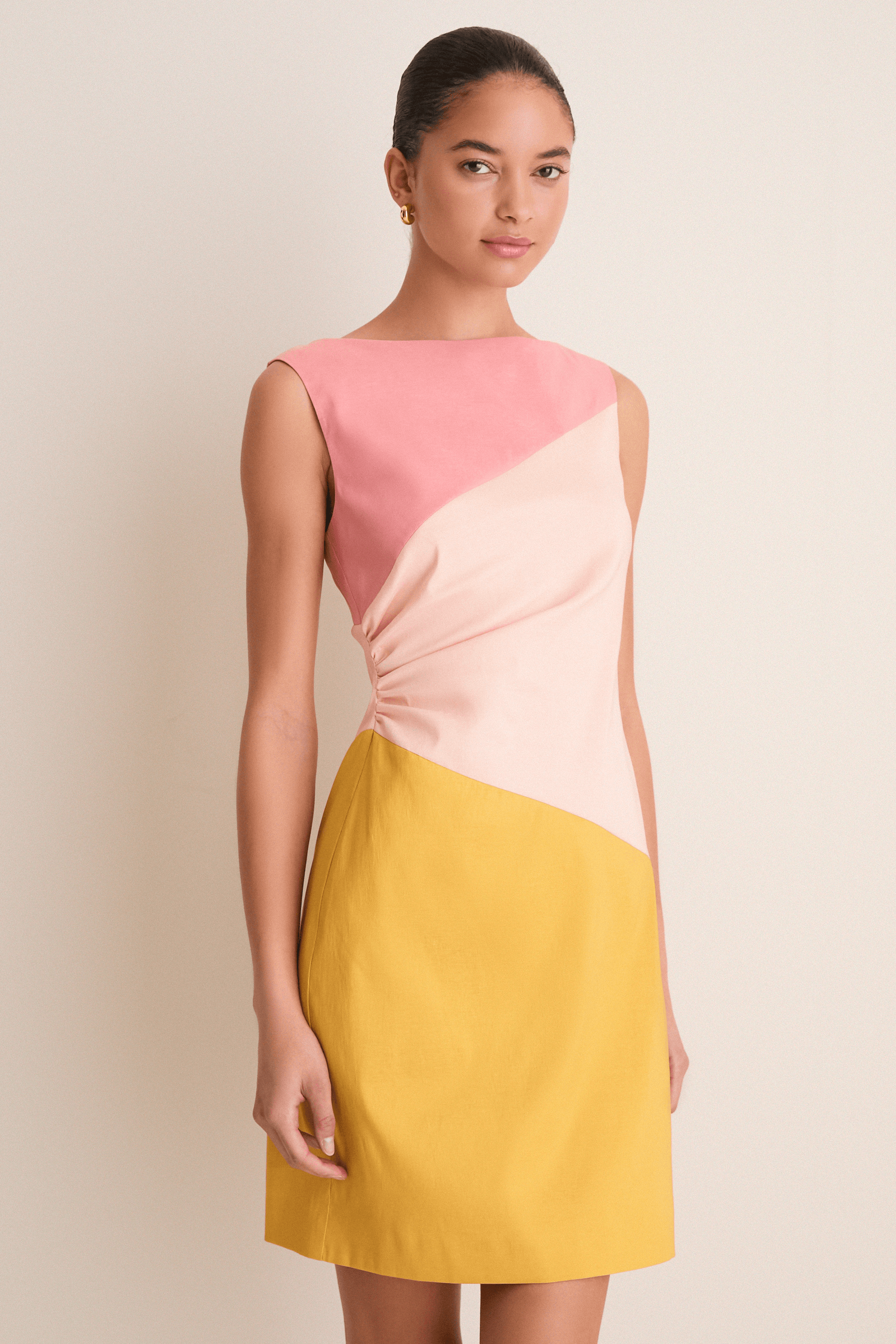 Colorblock Stretch Taffeta Gigi Mini Dress - Image 1