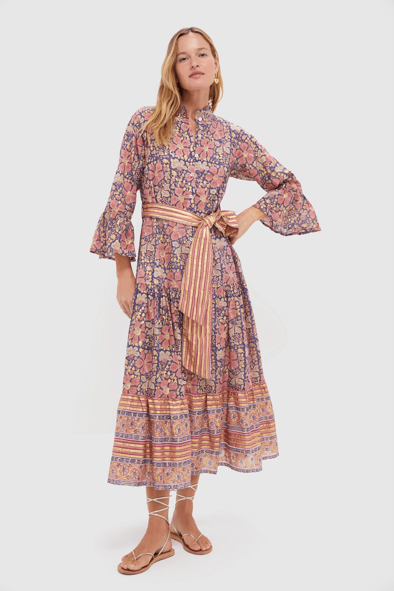 Ruffle Collar Bell Maxi Dress - Image 1