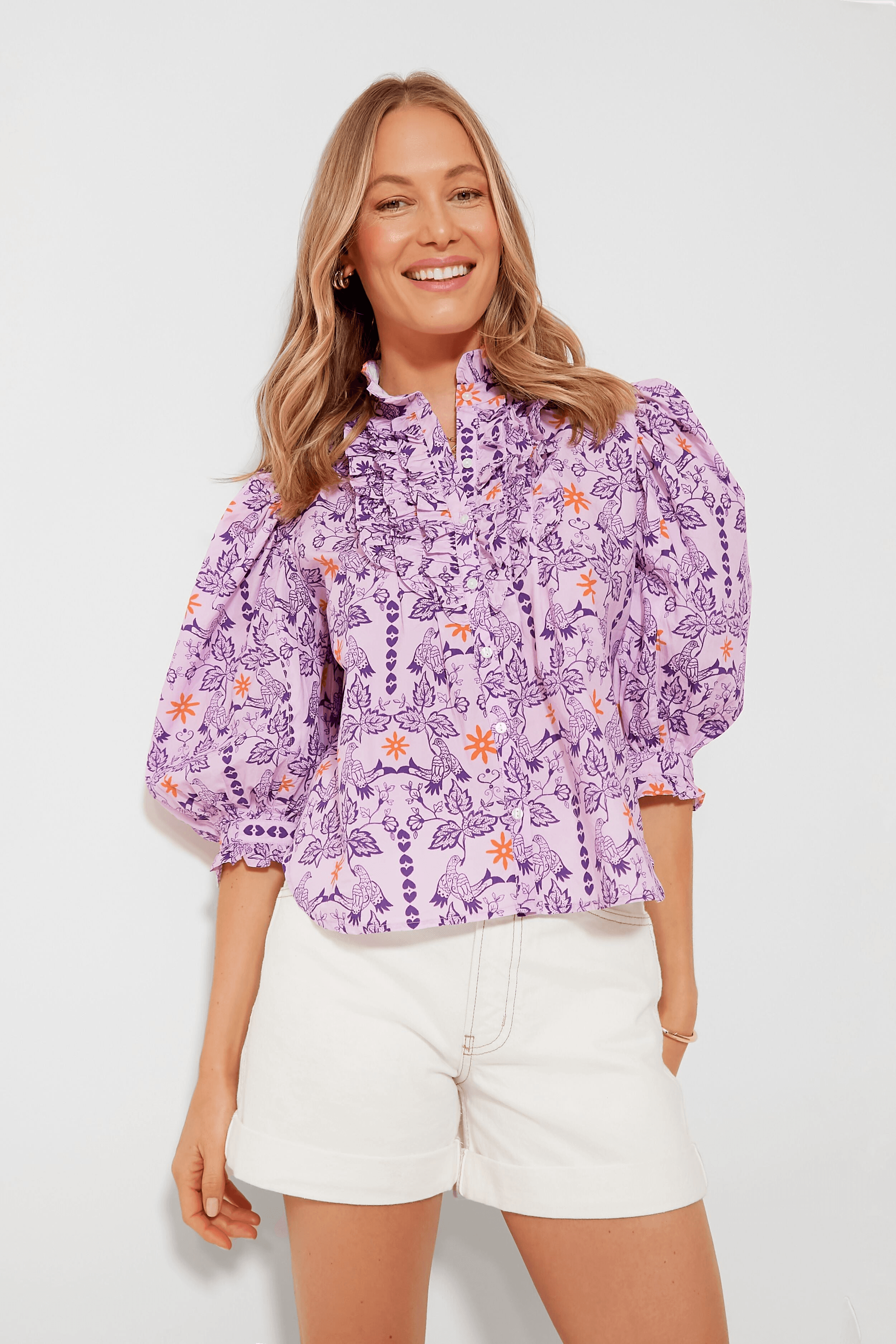 Ruffle Front Button Blouse - Image 1