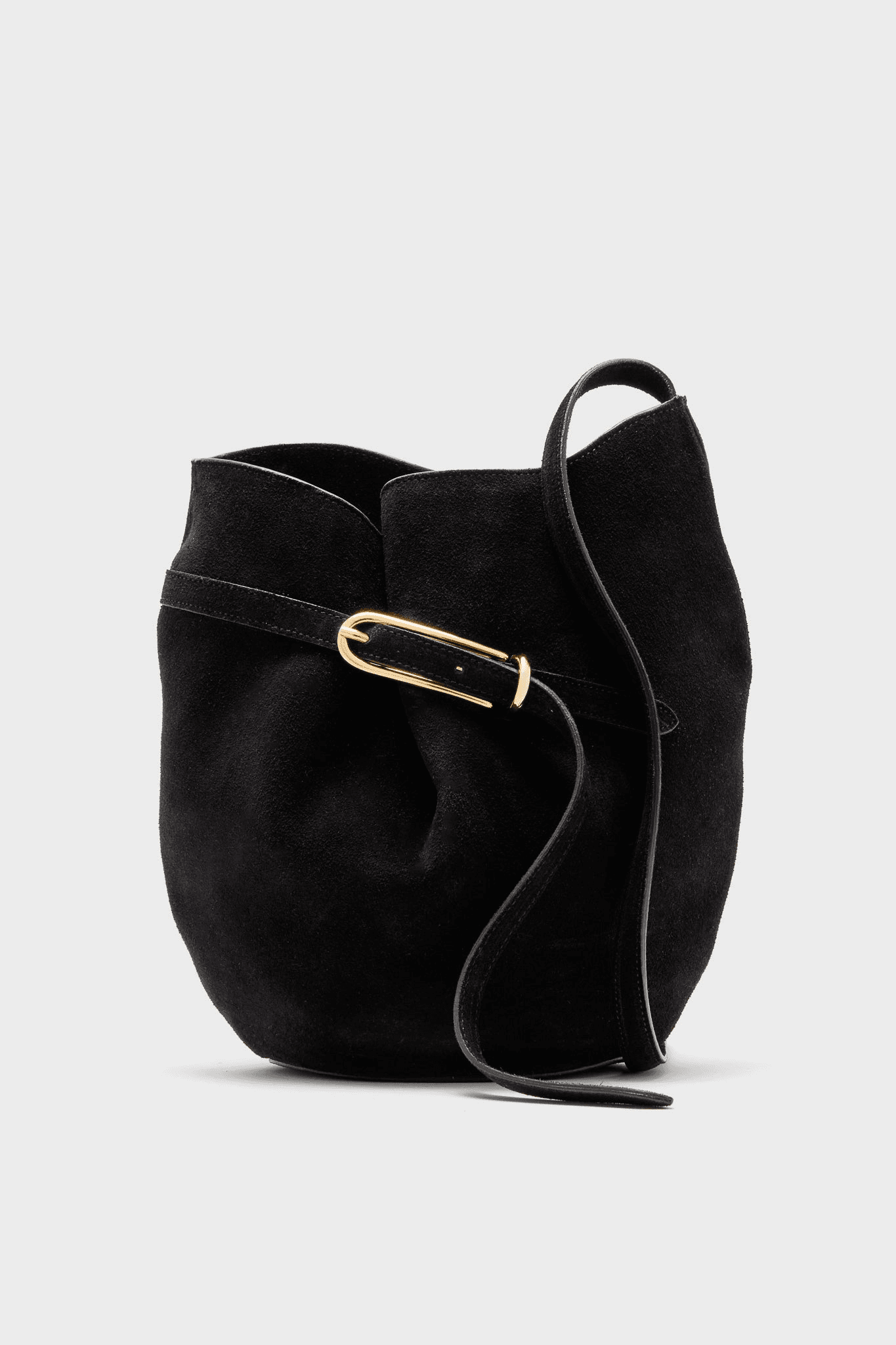 Suede Belted Bucket Bag - Image 1