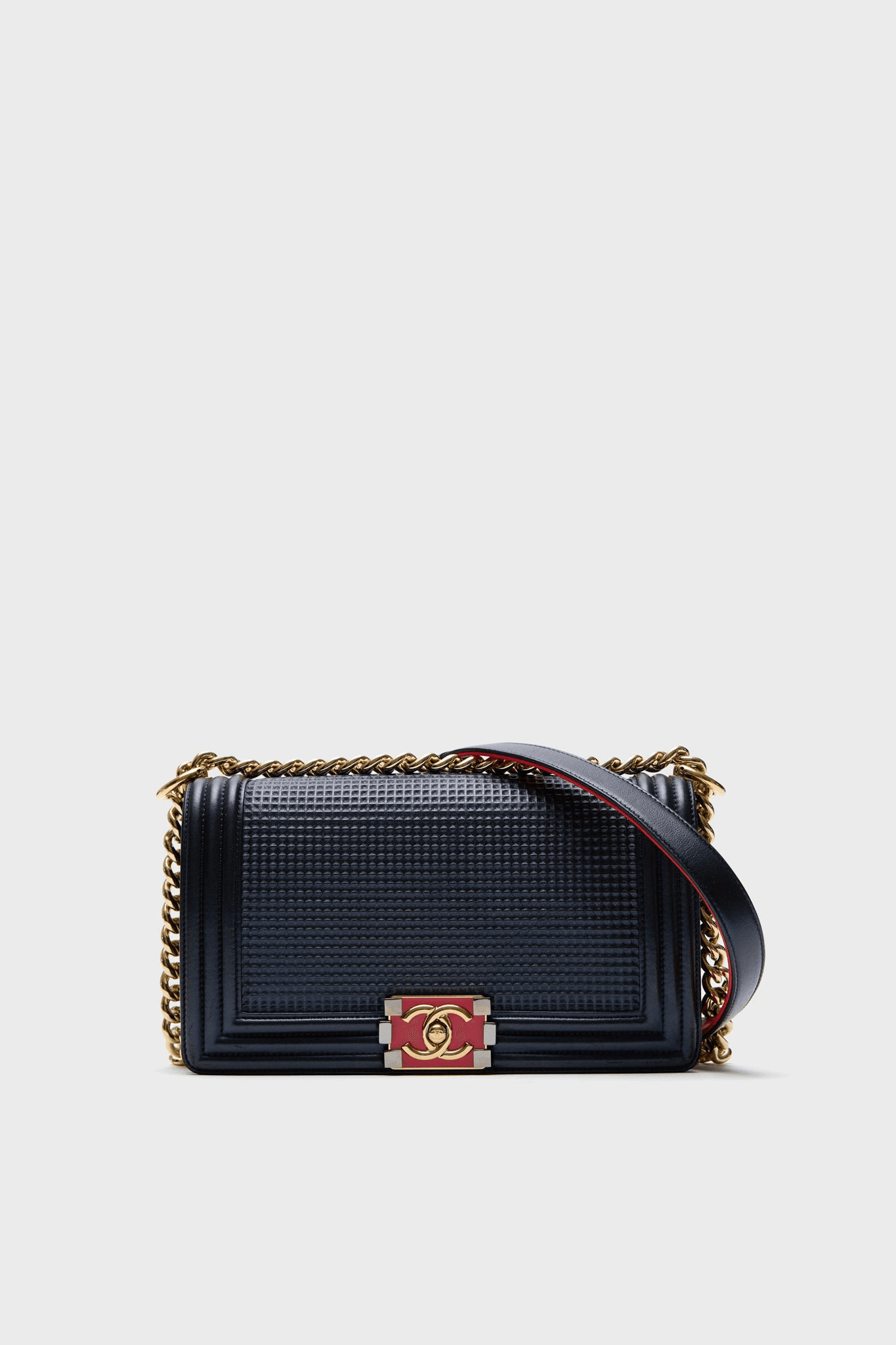 Chanel Boy Embossed Bicolor Shoulder Bag - Image 1