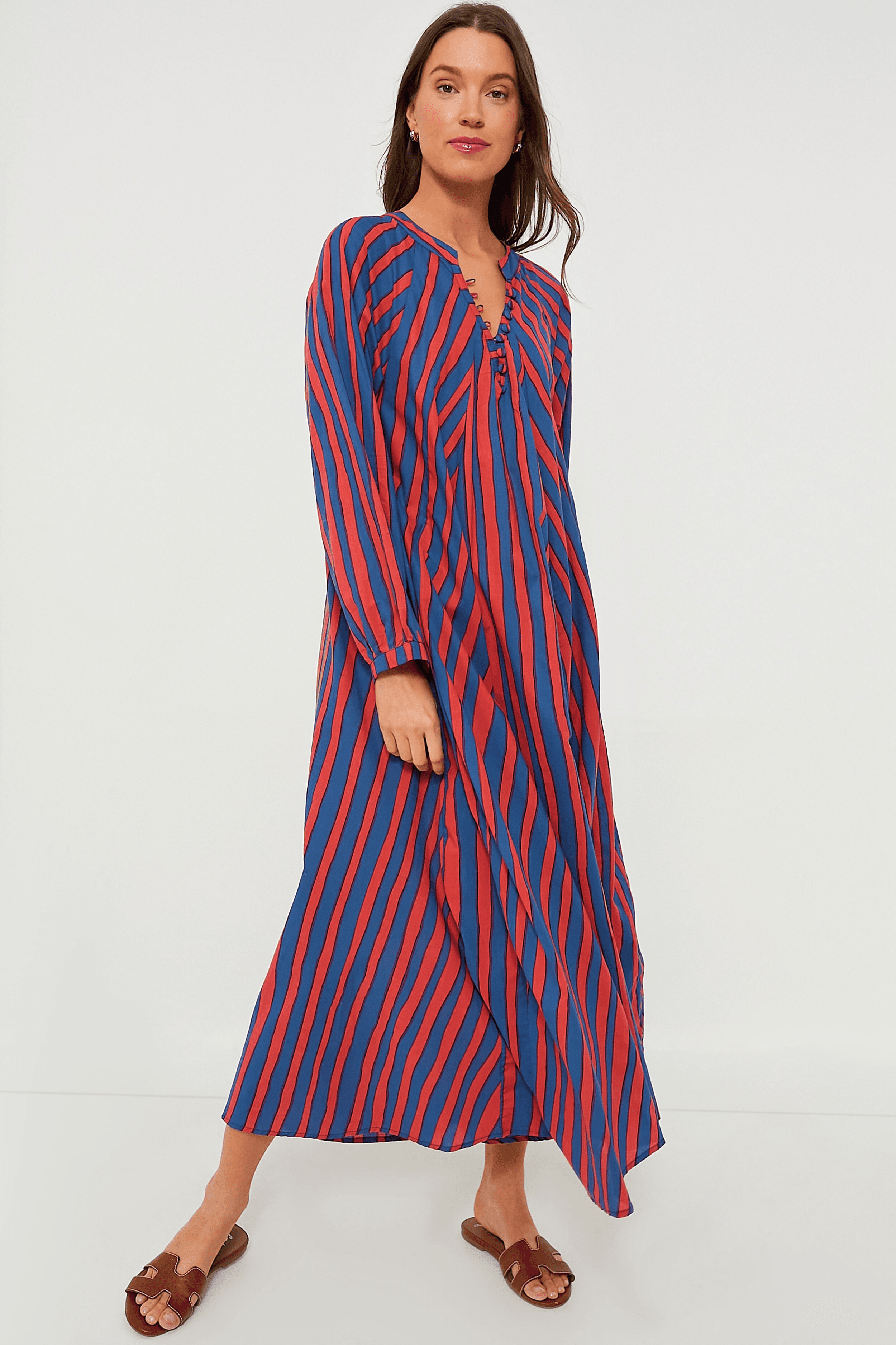 Batik Stripe Blood Orange Fiore Maxi Dress - Image 1