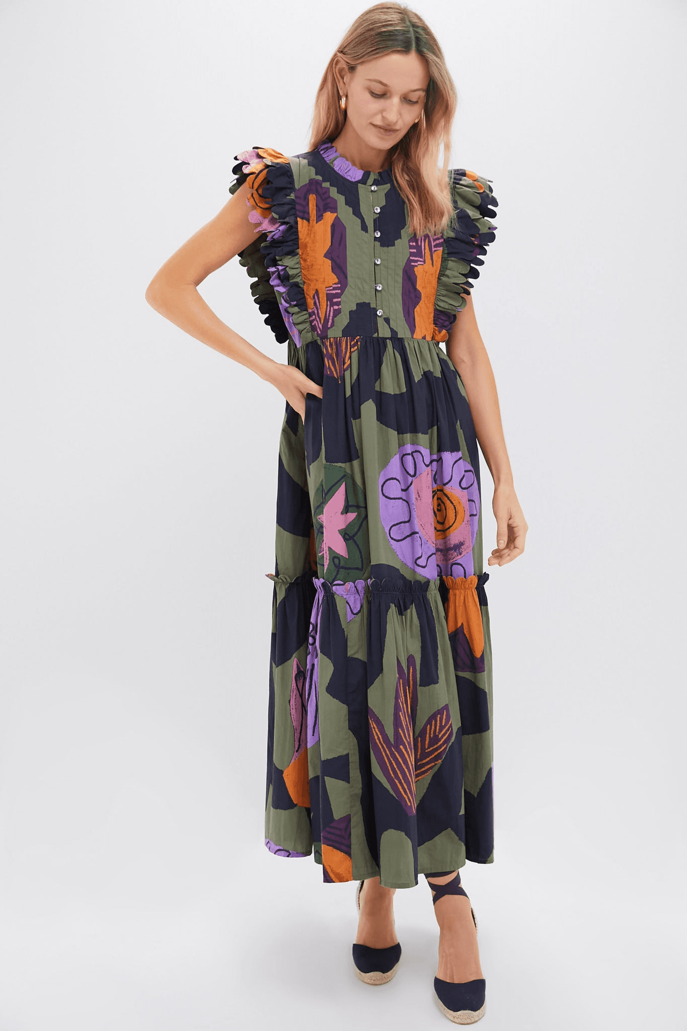 Scallop Pintuck Maxi Dress - Image 1