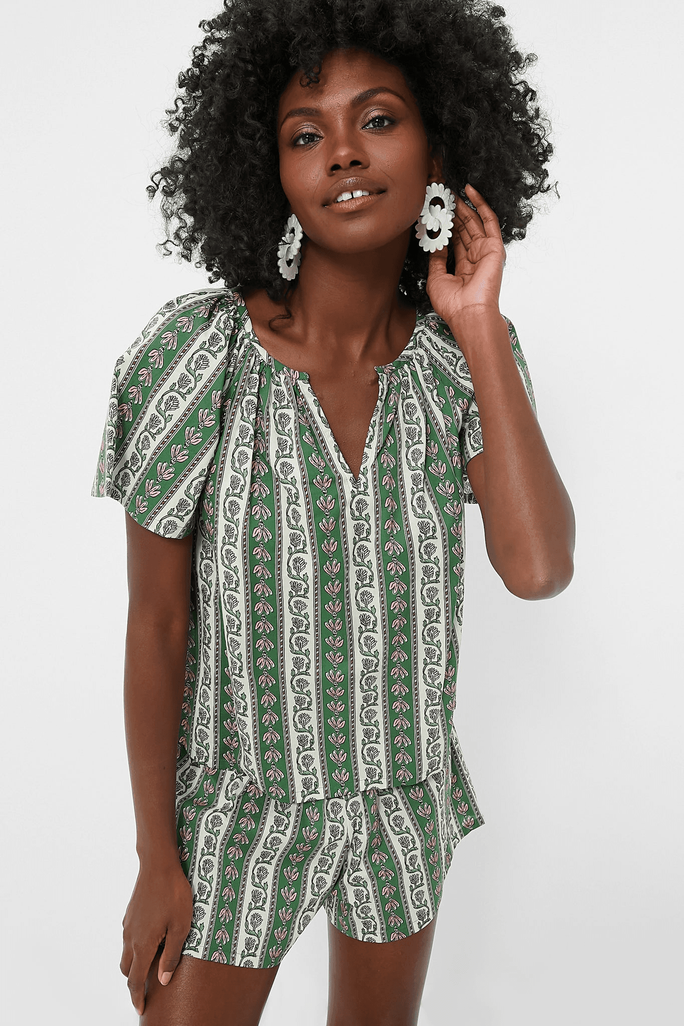 Fern and Floral Stripe Elena Top - Image 1