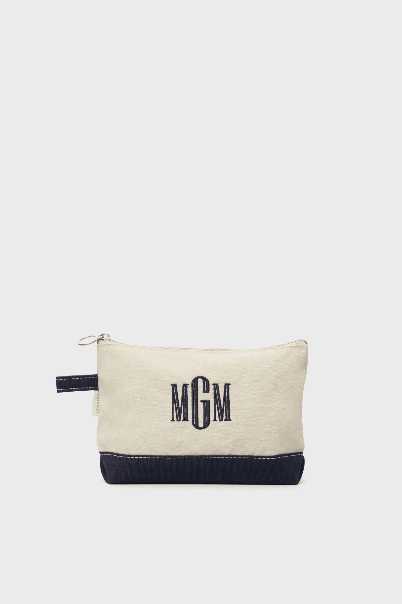 Navy Monogrammed Canvas Make-Up Bag - Image 1