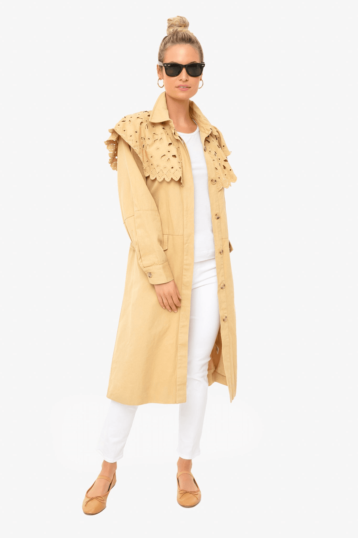 Hazel Eyelet Trench Coat - Image 1