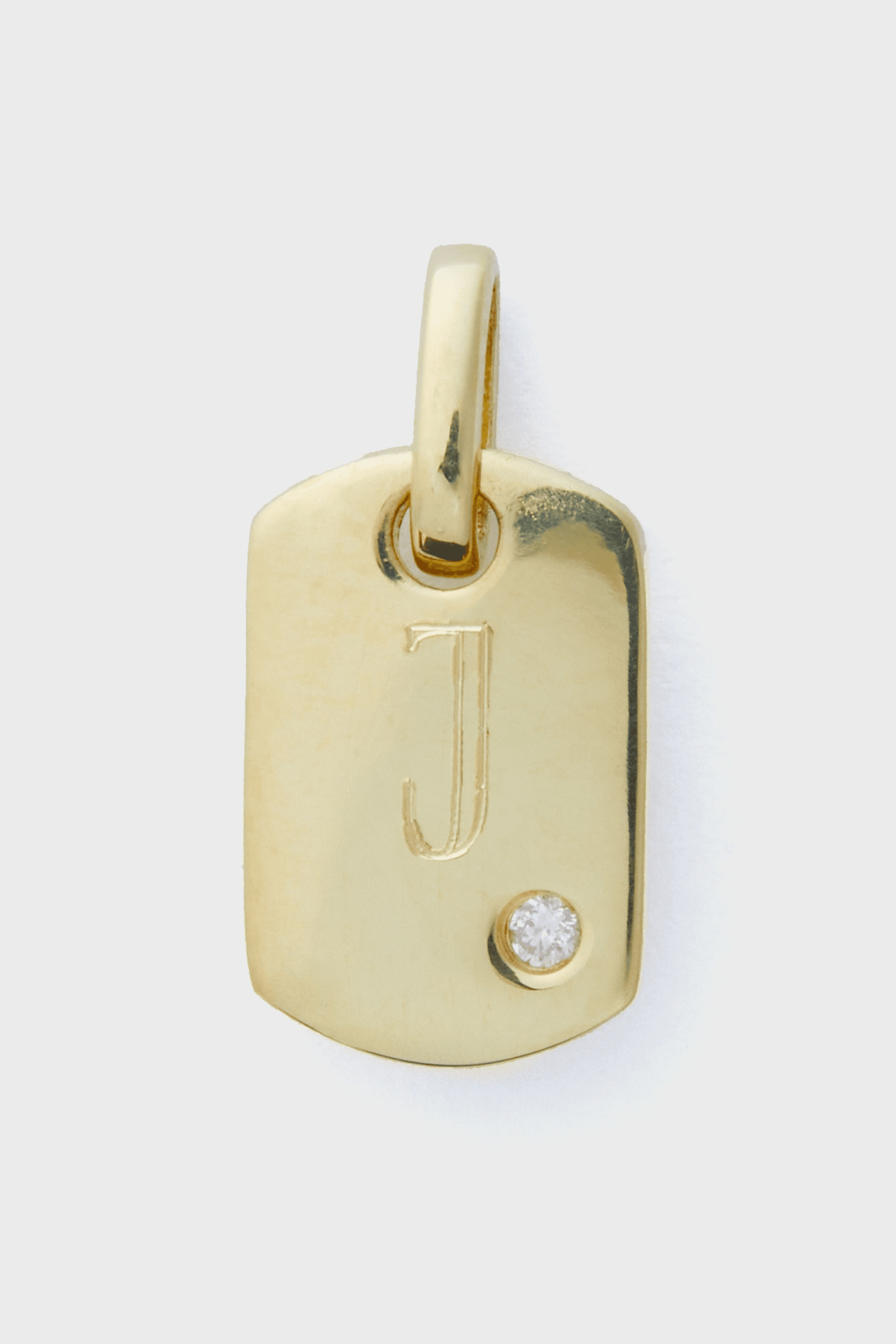 14k Gold Diamond Dog Tag Charm - Image 1