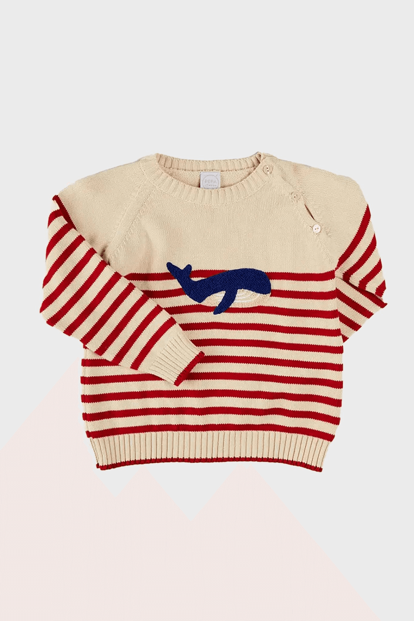Whale Intarsia Striped Jumper in Red - Image 1