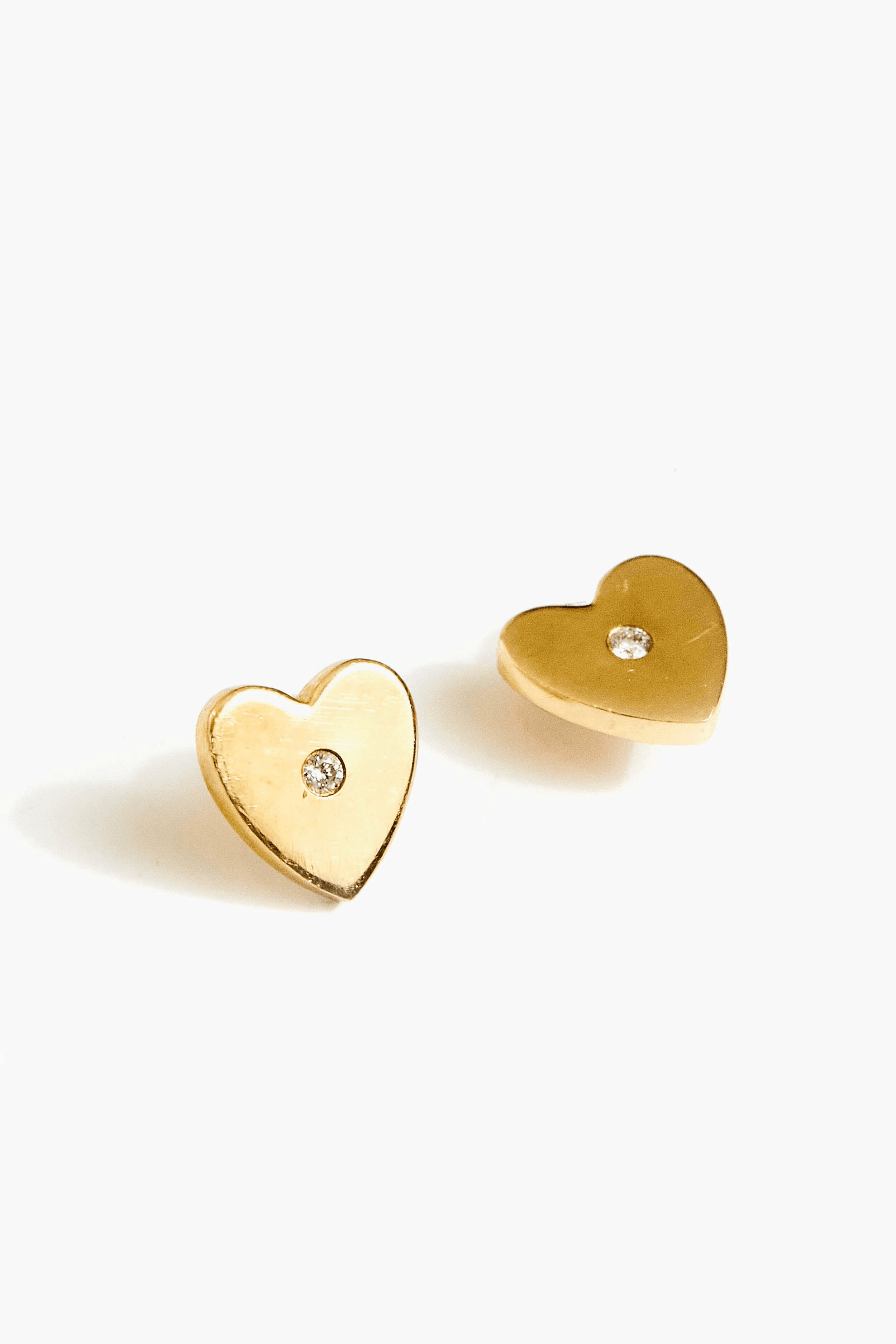 14K Gold Heart Studs - Image 1