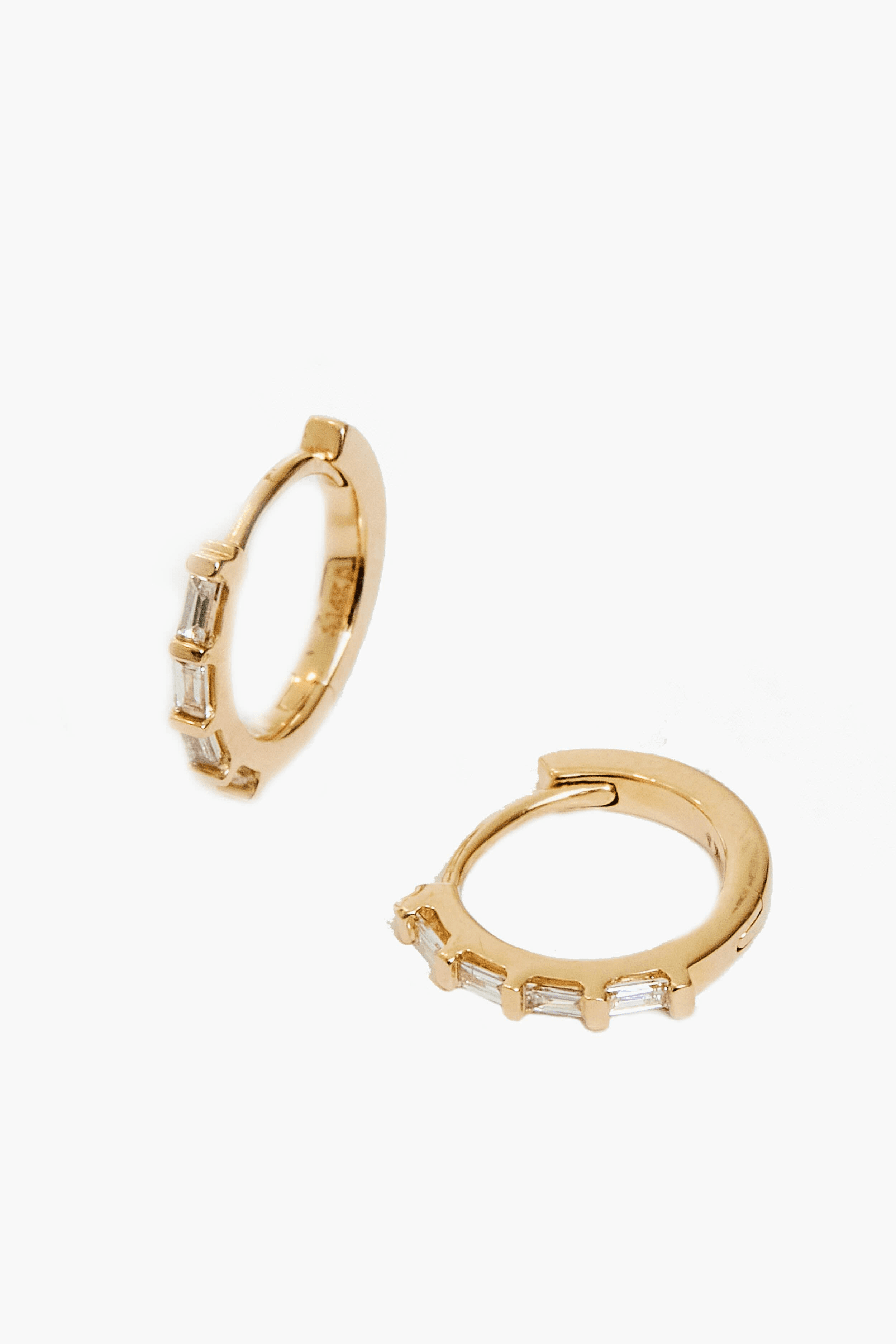 Diamond Baguette Huggies - Image 1